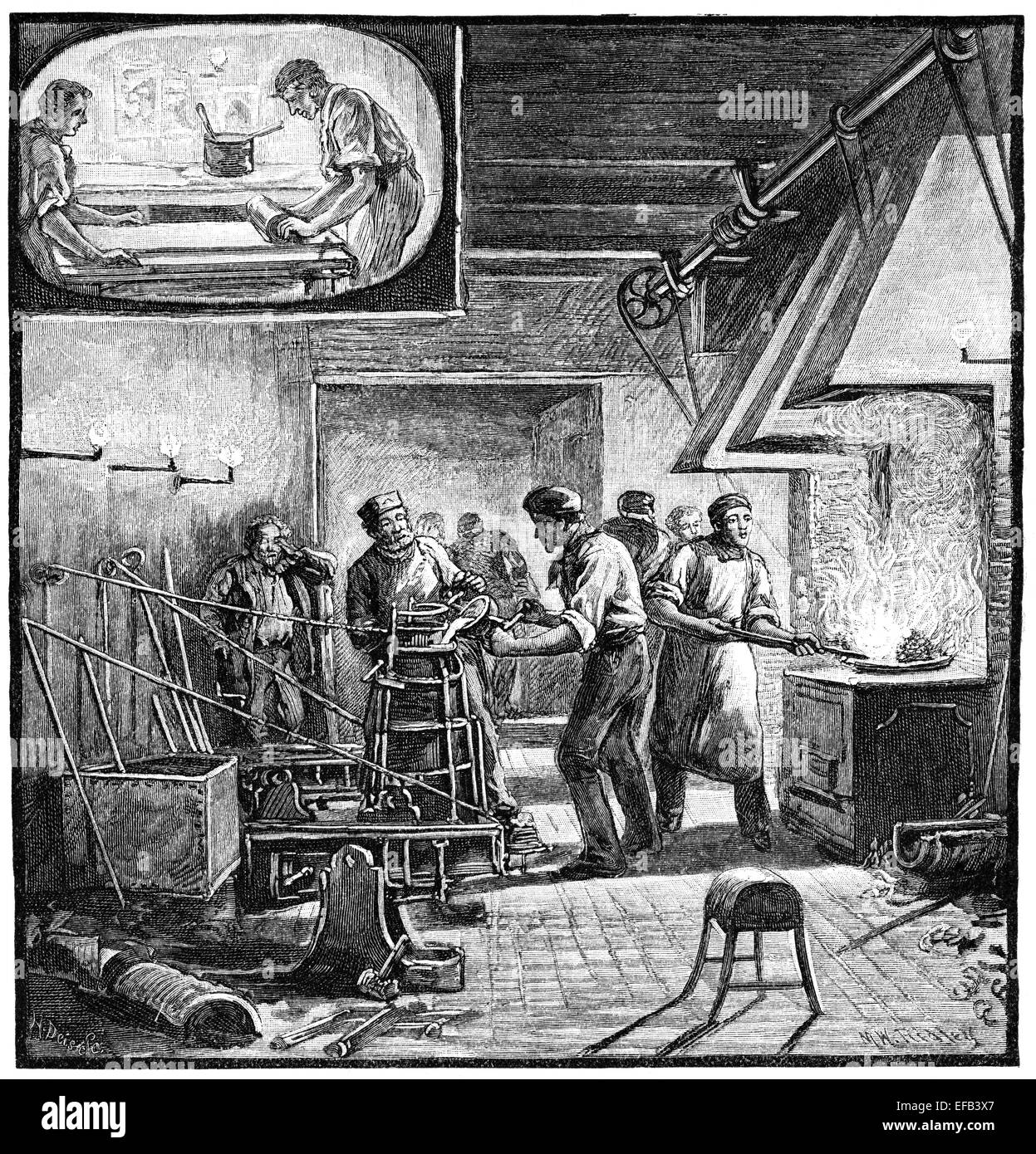 La fois type foundry. Illustration magazine vintage de 1881. Banque D'Images