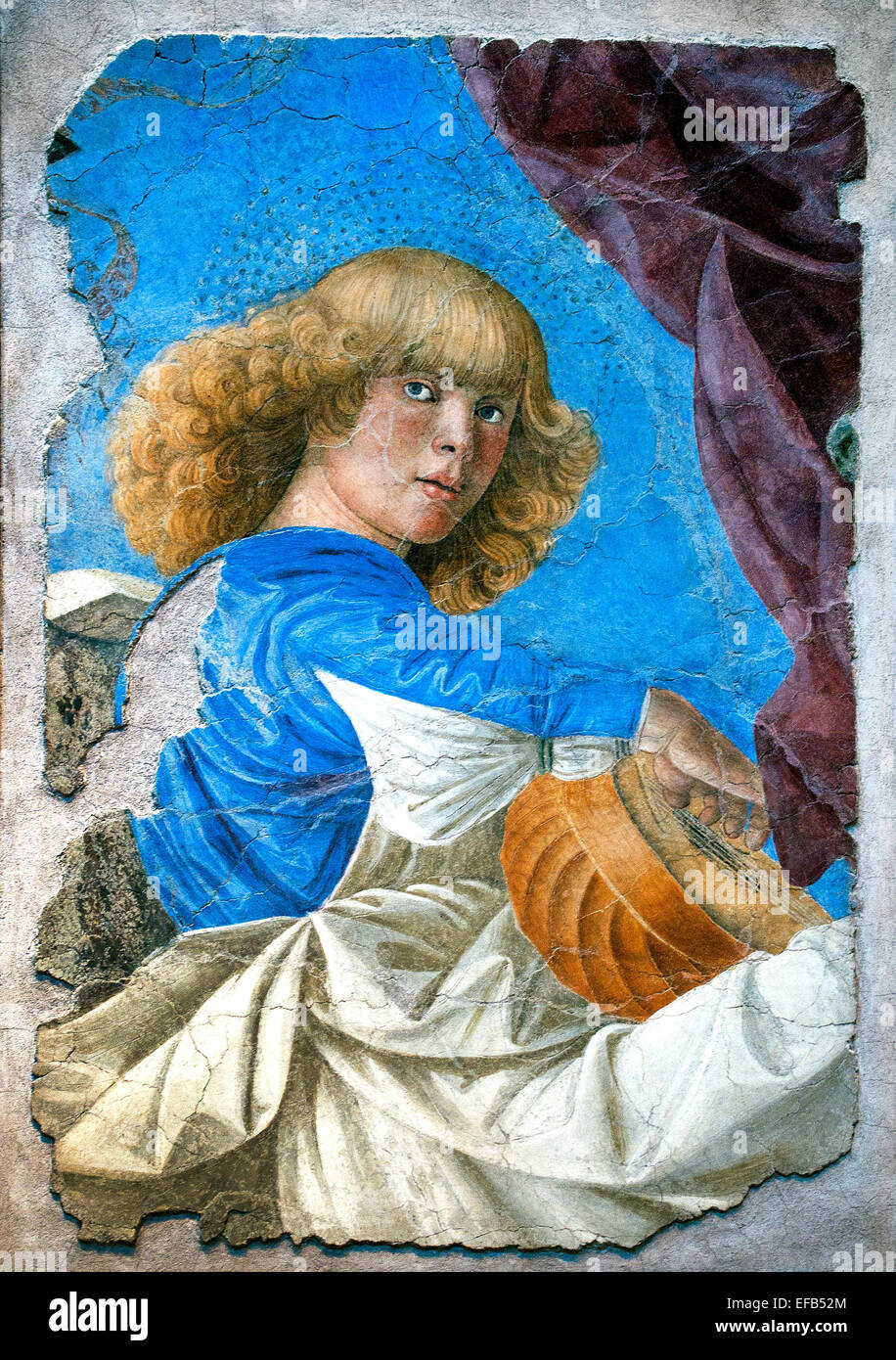 Ange jouant du luth1480 de l'Ascension du Christ (1438-94) Italien Pinacoteca Musée du Vatican Rome Italie Banque D'Images