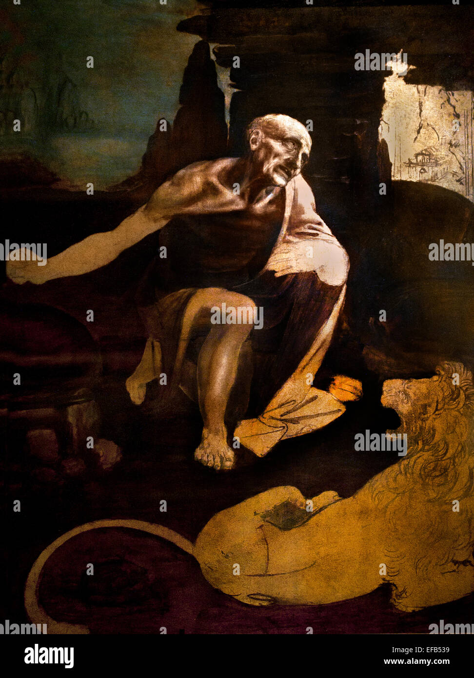 Saint Jerome1480 (Huile et Tempéra sur noyer) de Léonard de Vinci (1452-1519) Pinacothèque Musée du Vatican Rome Italie Banque D'Images