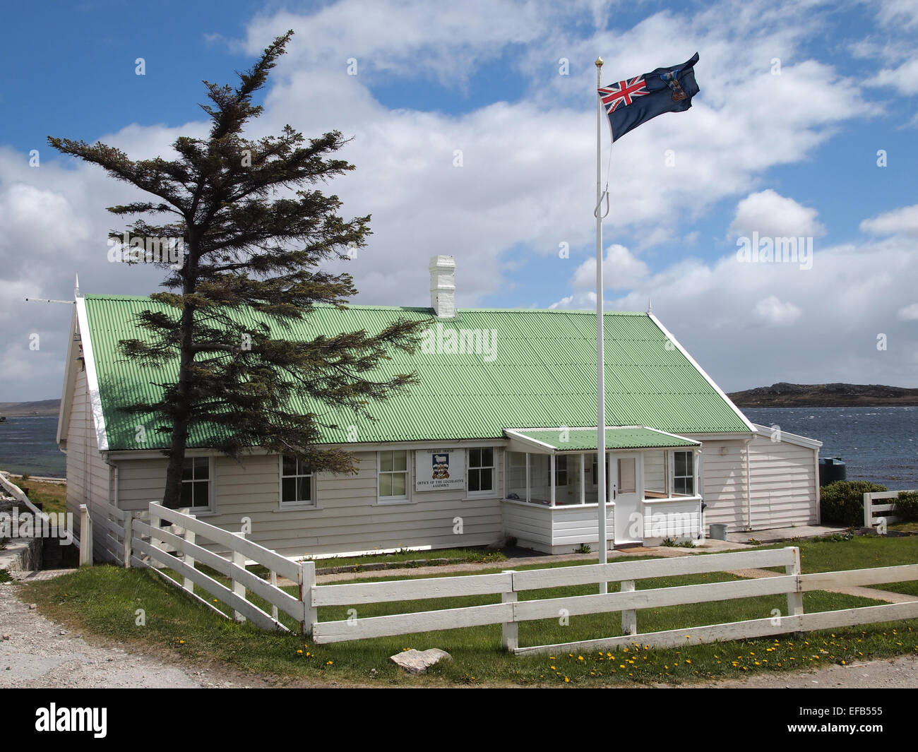 Gilbert House, Stanley Falkland, abrite les bureaux de l'Assemblée législative des îles Falkland. Banque D'Images