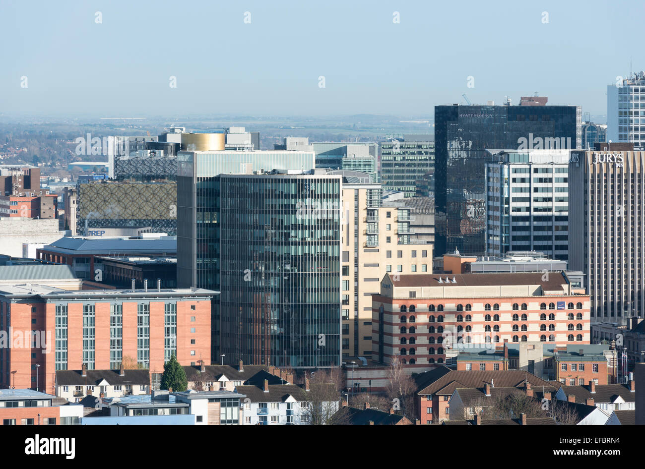 Les immeubles de bureaux à Birmingham, vus de l'Hagley Road. Banque D'Images