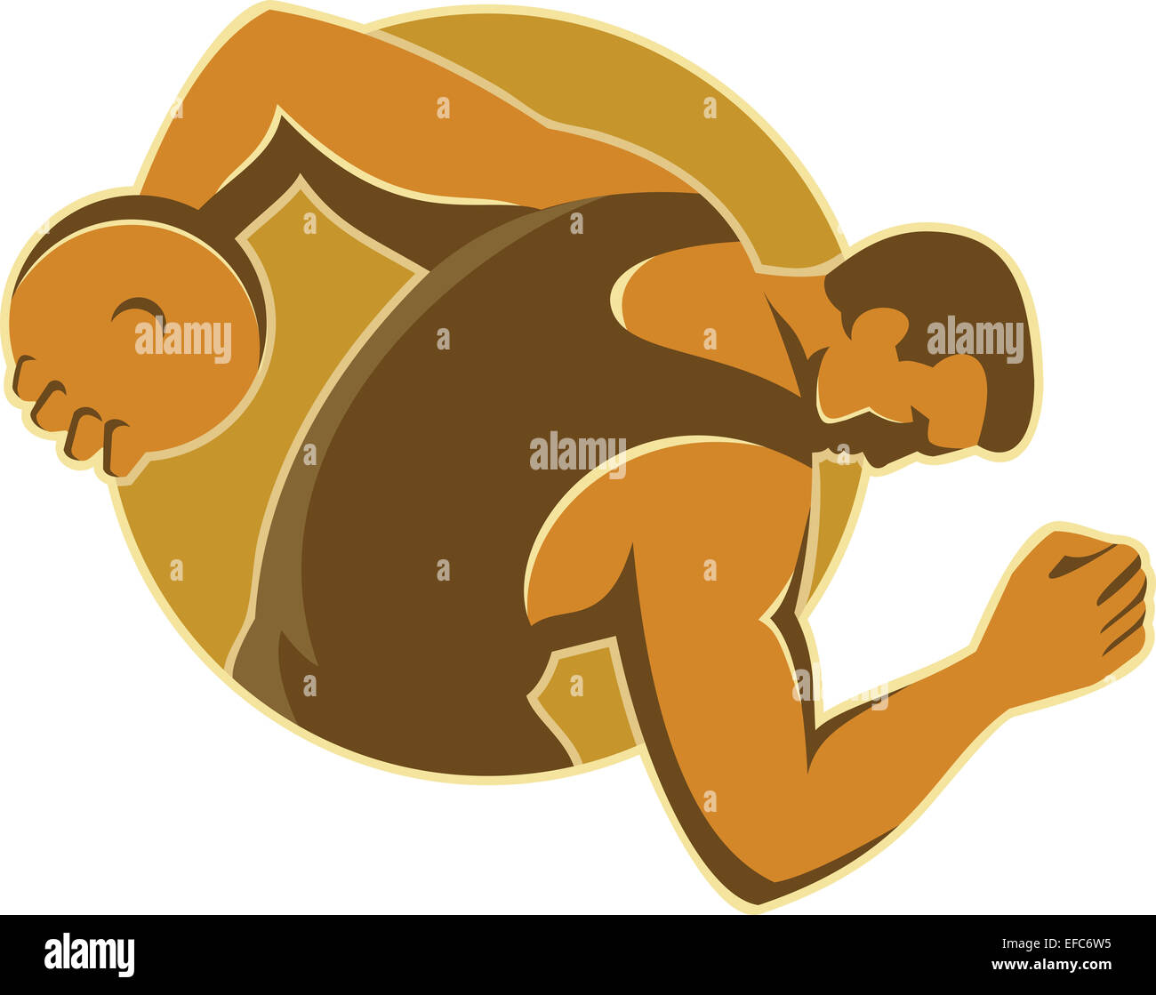 Illustration d'un homme lancer du disque lancer lanceur vu de côté fait dans le style rétro situé à l'intérieur du cercle sur fond isolé. Banque D'Images