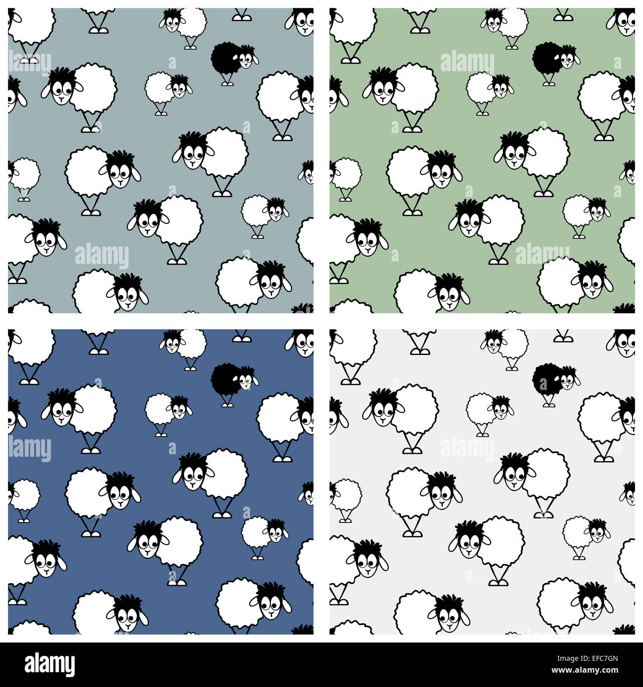 Seamless pattern set, funny sheep Banque D'Images