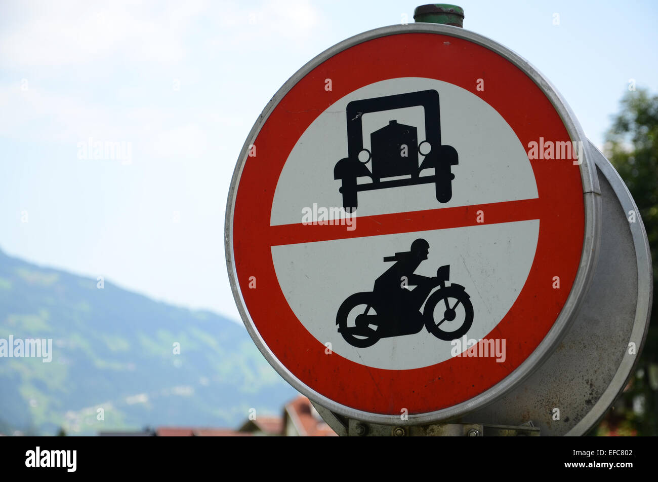 Pas d'entrée pour les véhicules à Mayrhofen, Autriche Banque D'Images