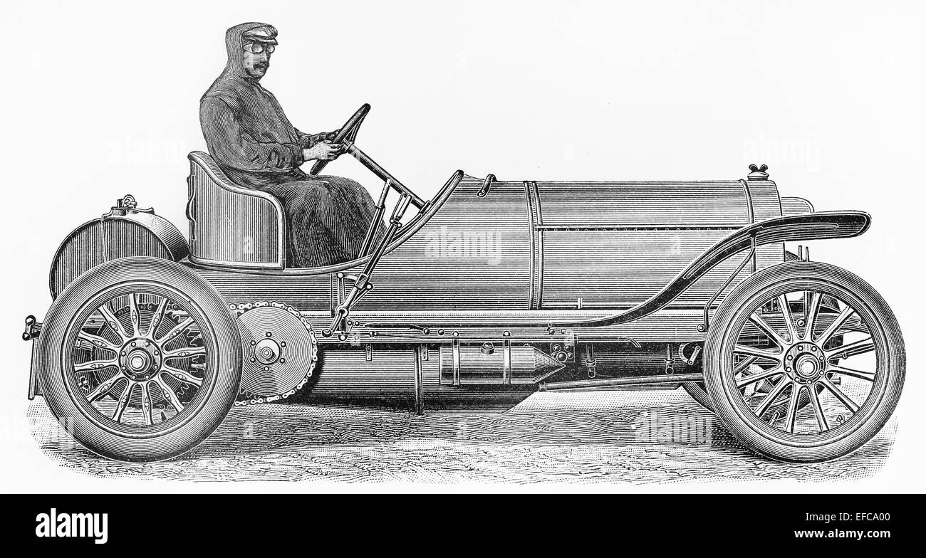 Vintage Mercedes - Gordon Bennett - 120 HP moteur quatre cylindres à partir de 1905 voitures de course Banque D'Images