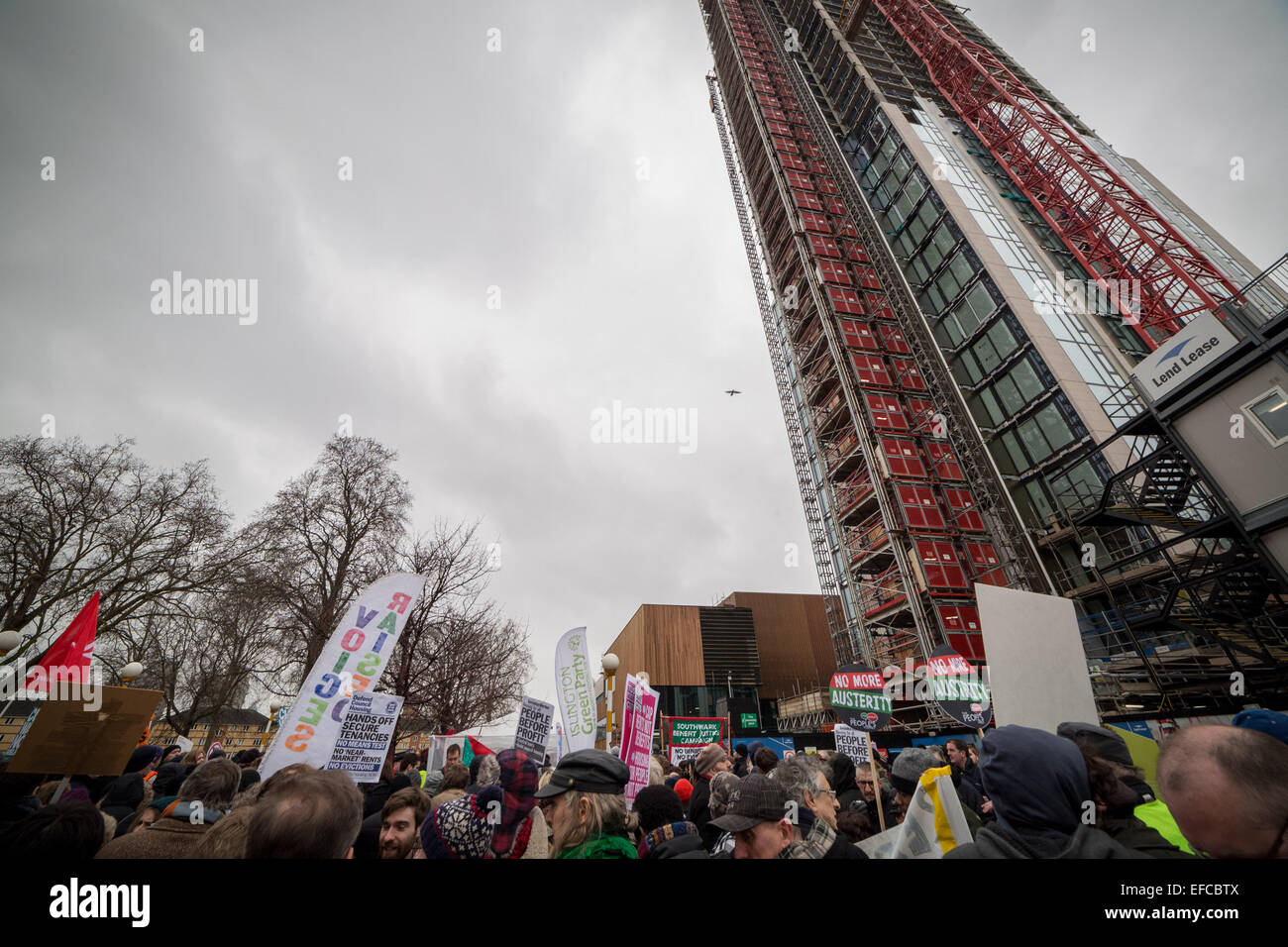 Londres, Royaume-Uni. 31 Jan, 2015. Mars pour les maisons et les droits au logement Crédit : Guy Josse/Alamy Live News Banque D'Images