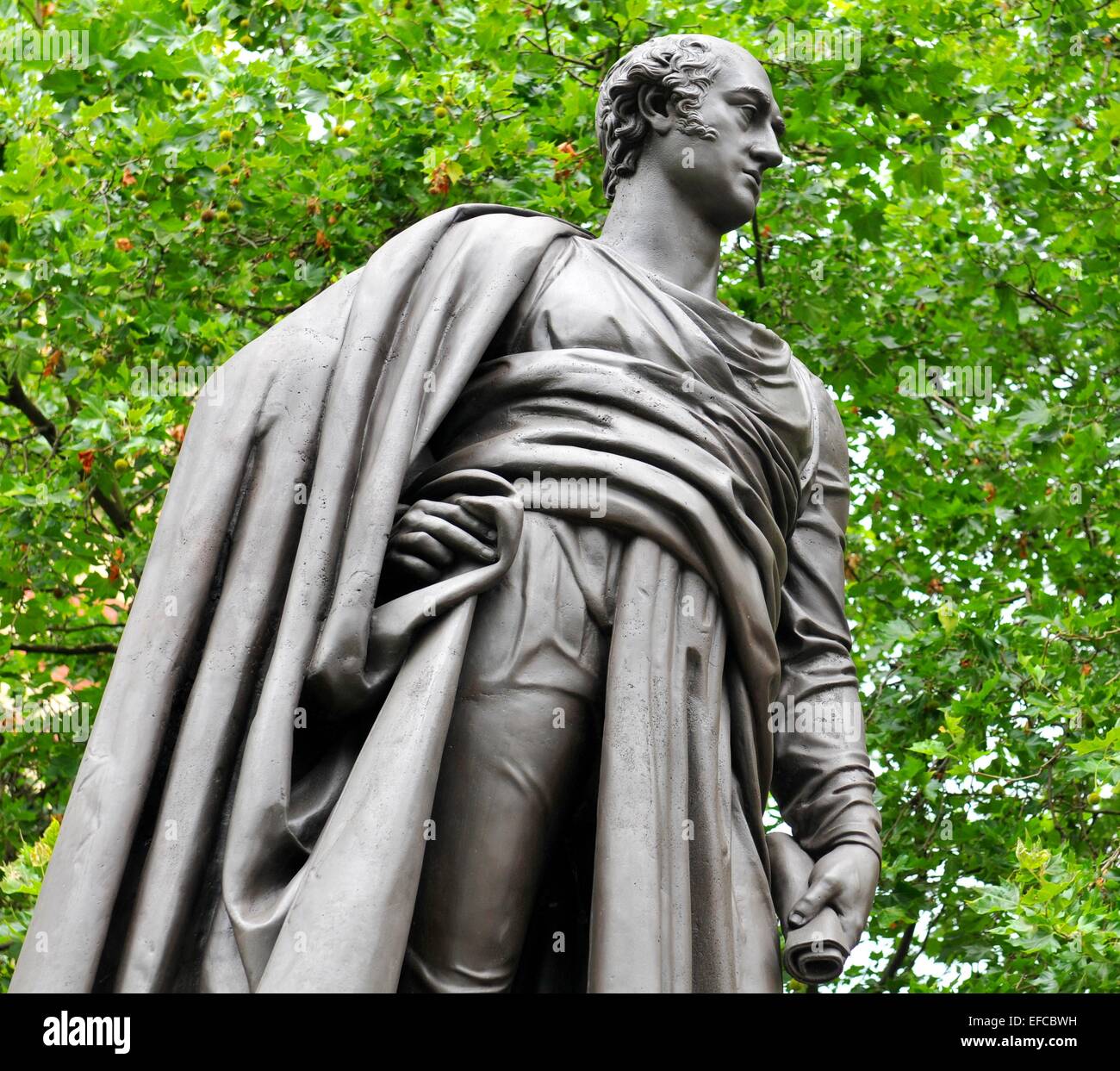 Des détails architecturaux d'une statue représentant George Canning Banque D'Images