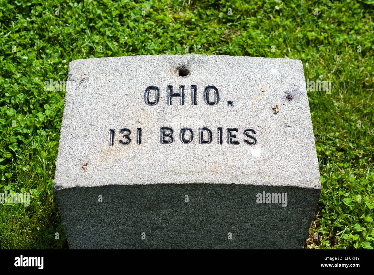 Pierre tombale de l'état de l'Ohio, Soldats National Cemetery, Gettysburg National Militiary Park, California, USA Banque D'Images