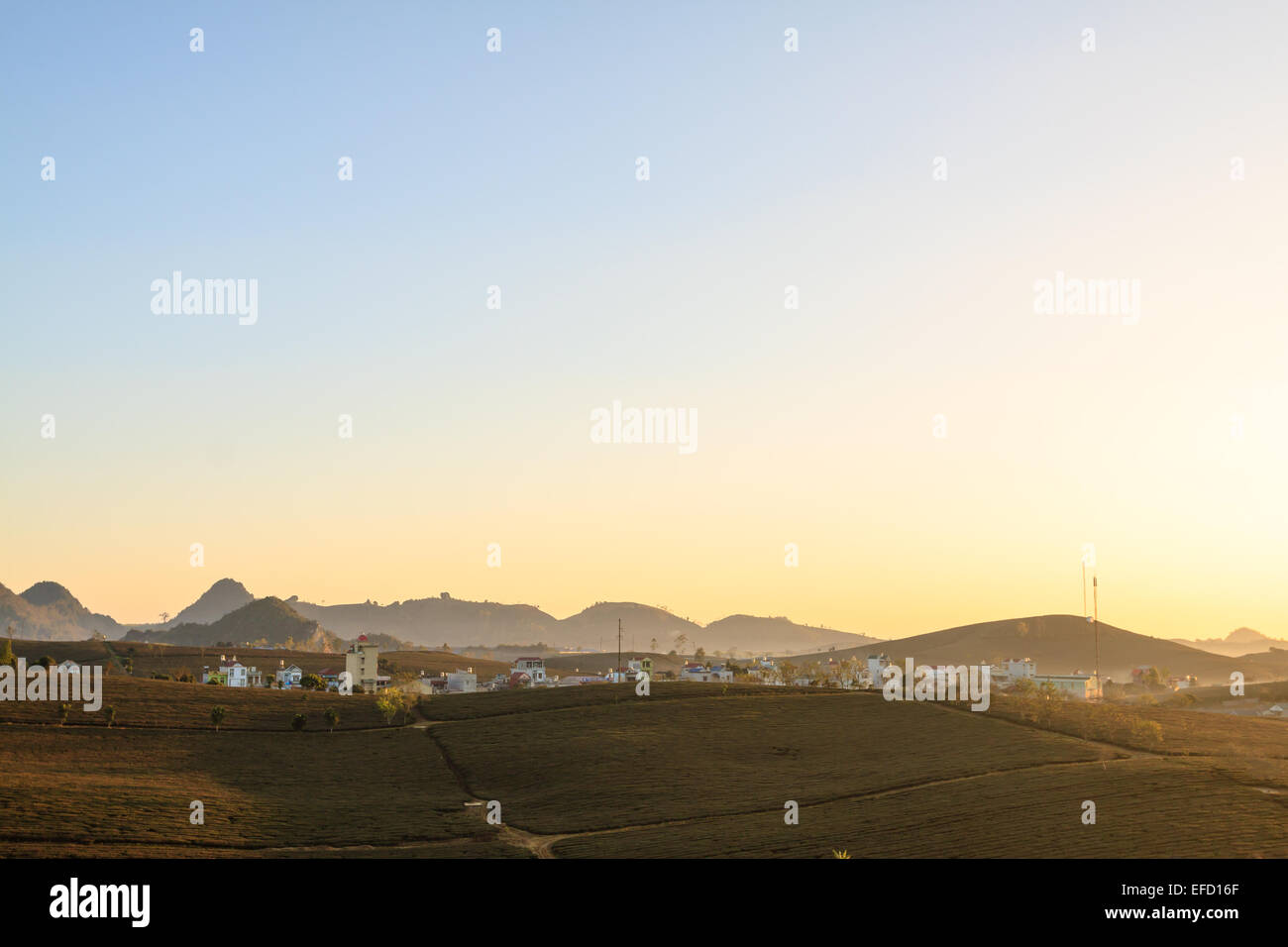 Moc Chau en ville matin le 26 mars 2015, dans la province de Son la, Vietnam Banque D'Images