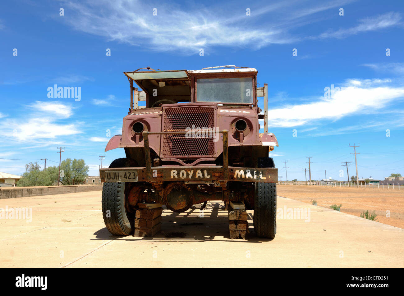 Tom Kruse's Royal Mail Truck, Marree, Oodnadatta Track, Outback, l'Australie du Sud, Australie Banque D'Images