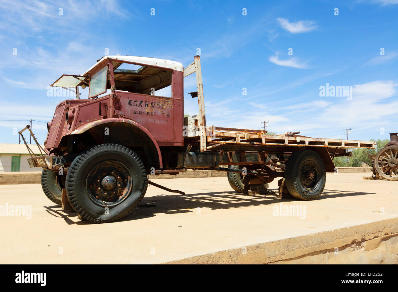 Tom Kruse's Royal Mail Truck, Marree, Oodnadatta Track, Outback, l'Australie du Sud, Australie Banque D'Images