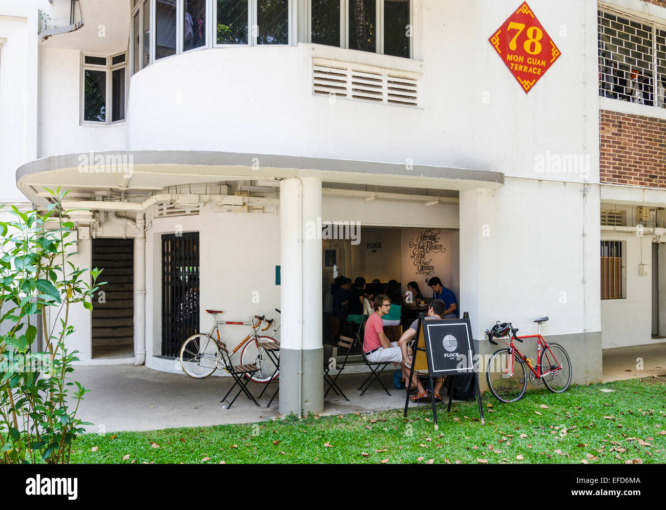 Troupeau populaires Cafe, Tiong Bahru Estate, Singapore Banque D'Images