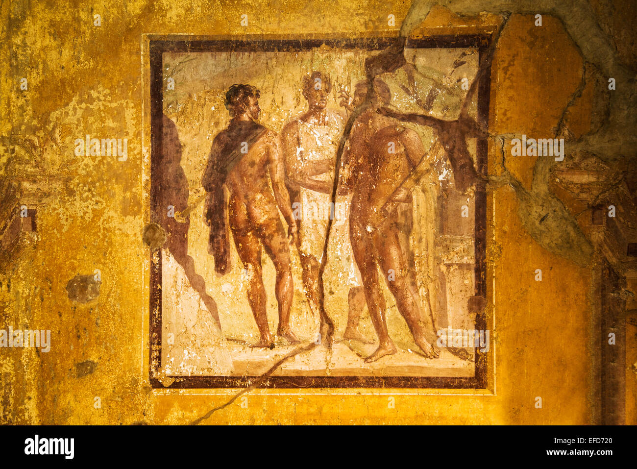 Détail de fresques romaines à Pompéi, Italie Banque D'Images