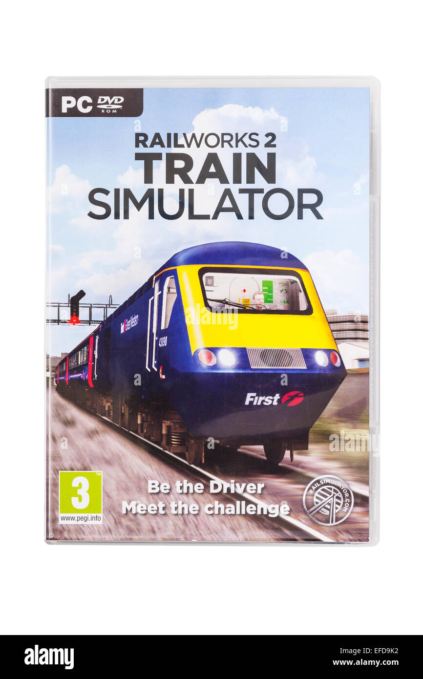 Un CD-ROM PC Railworks 2 Train Simulator jeu informatique sur un fond blanc Banque D'Images