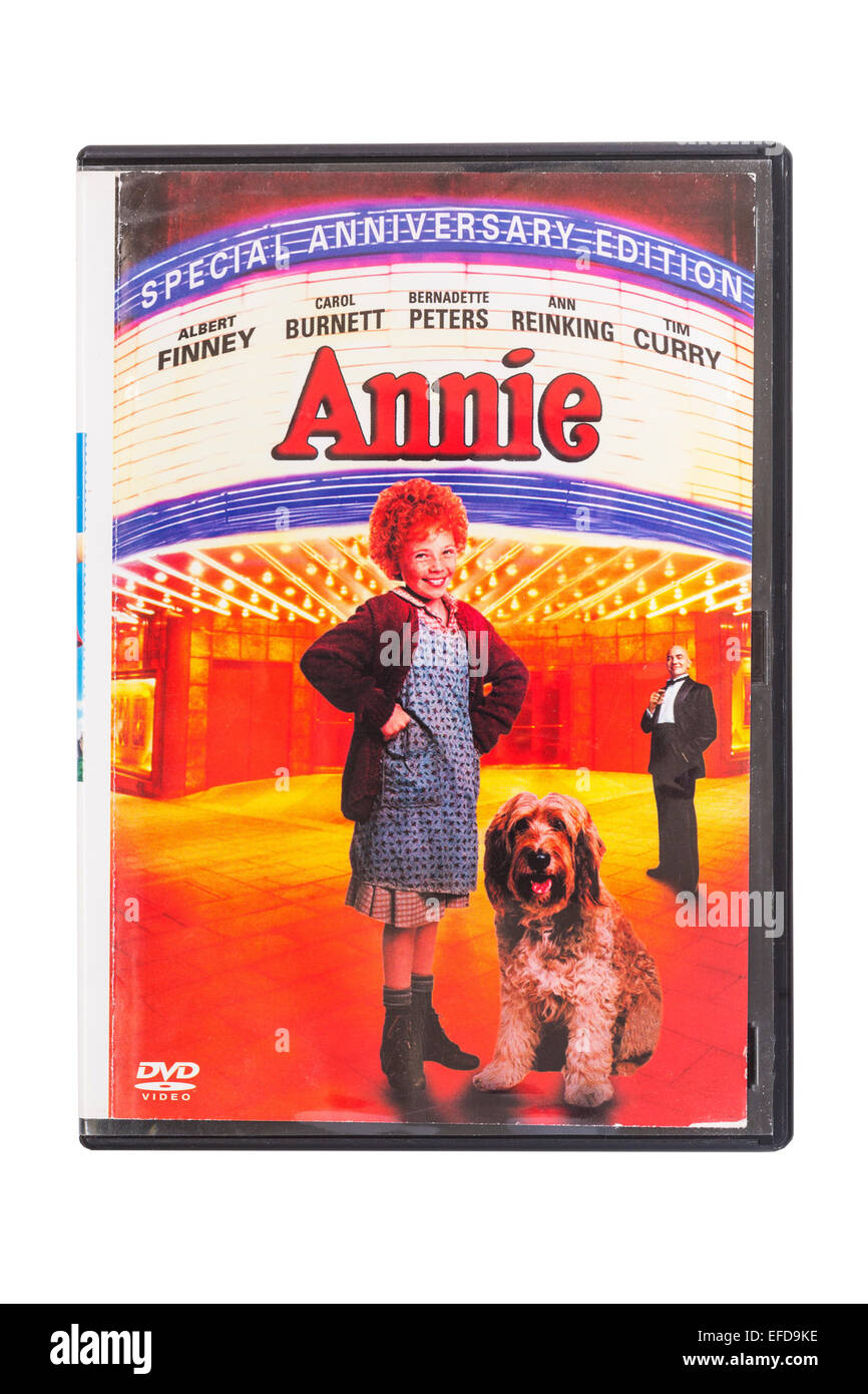 Annie le film DVD sur un fond blanc Banque D'Images