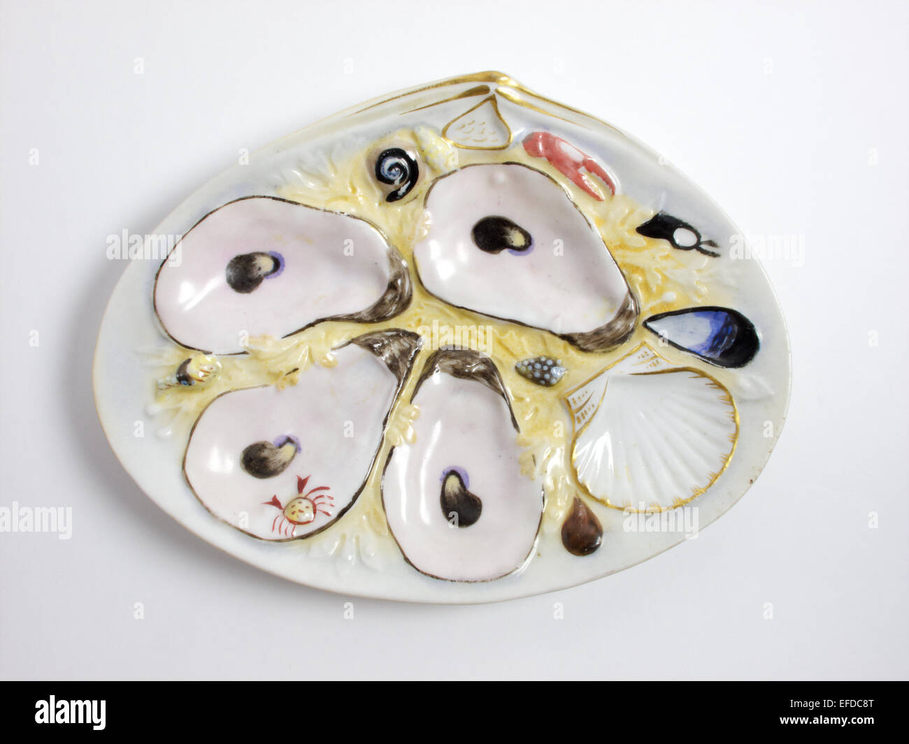 Union européenne antique porcelaine porcelaine plat d'huîtres Banque D'Images
