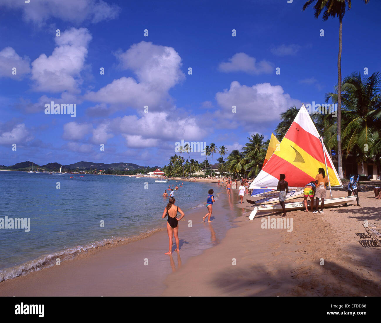 Tropical Beach, la baie de Grand'Anse, paroisse de Saint George, la Grenade, Lesser Antilles, Caribbean Banque D'Images