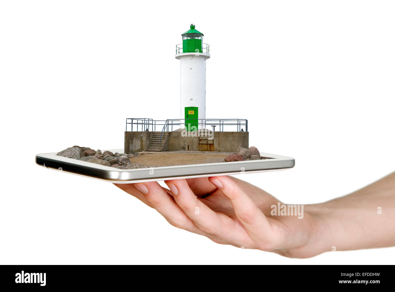 L'homme est blanc avec Phare montrant les détails vert Banque D'Images