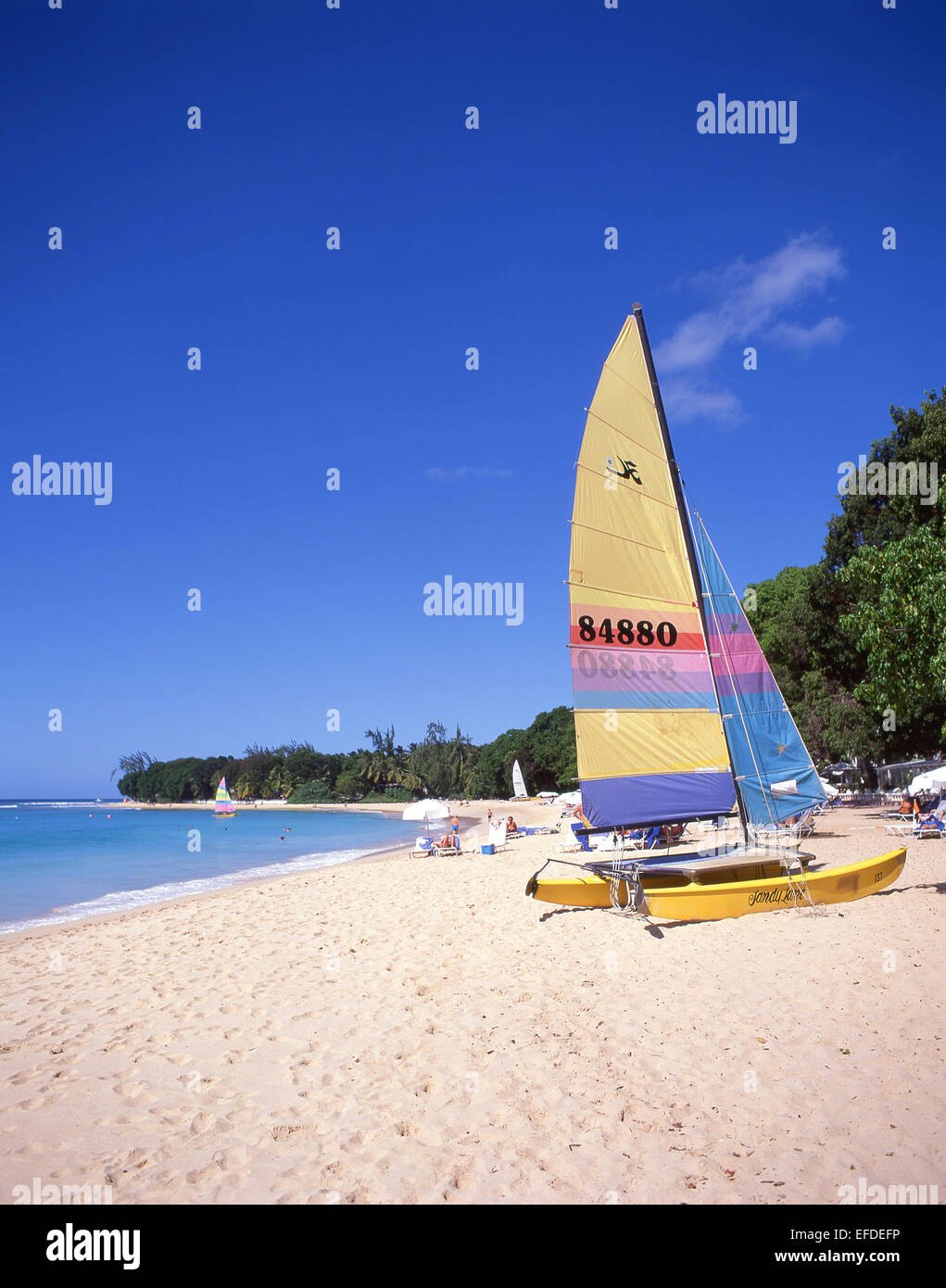 Plage de Sandy Lane, paroisse de Saint James, Barbade, Lesser Antilles, Caribbean Banque D'Images