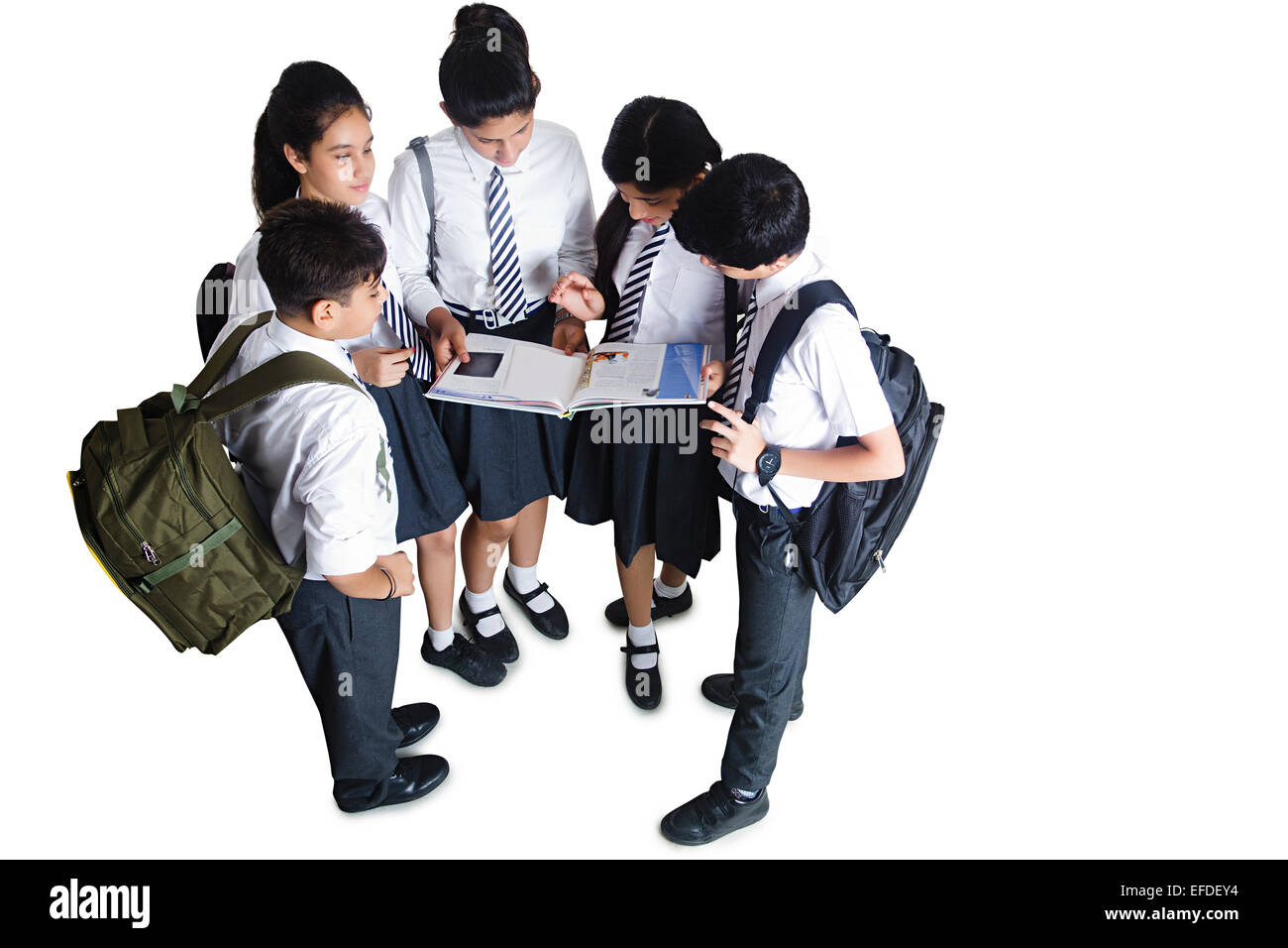 Les étudiants du groupe de l'école indienne d'étude livre Banque D'Images