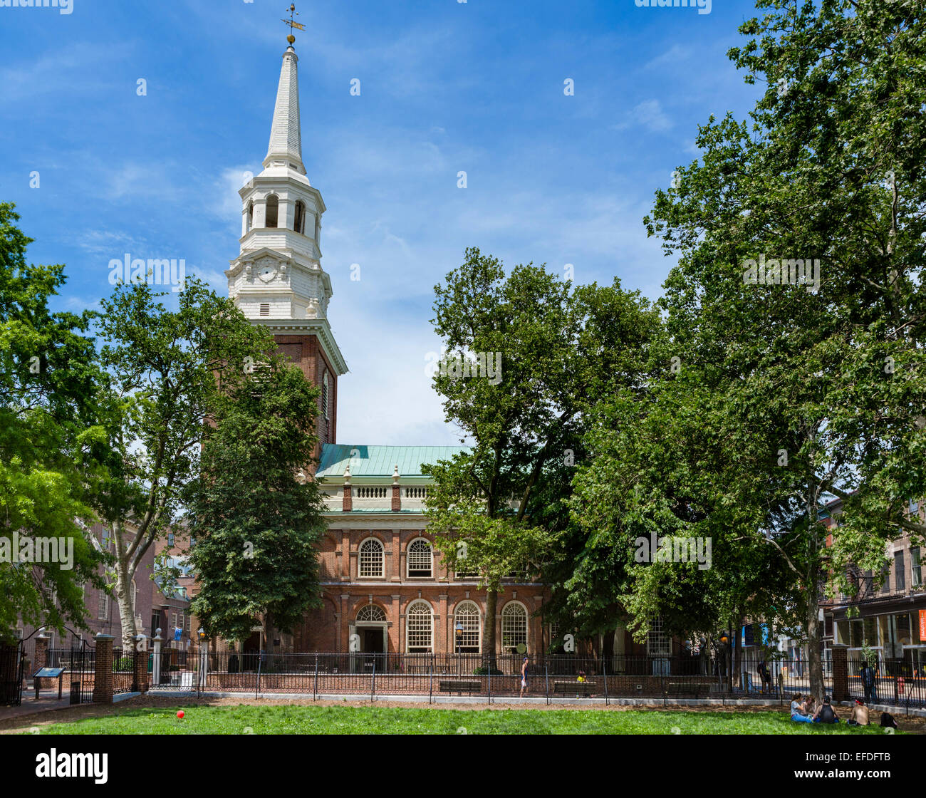 Le Xviiième siècle historique sur l'Église du Christ n 2e rue dans le vieux centre-ville, Philadelphie, Pennsylvanie, USA Banque D'Images