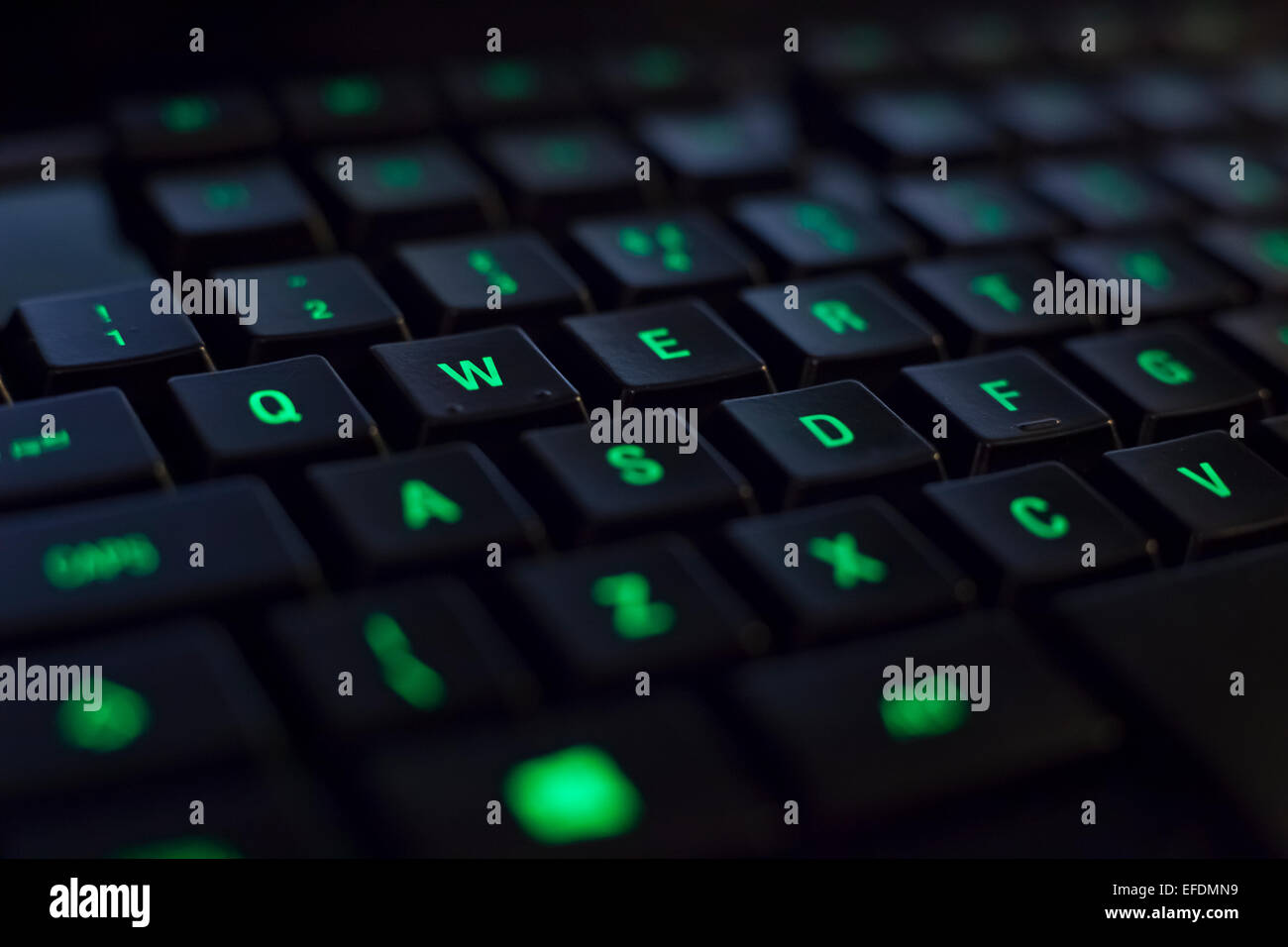 Clavier rétro-éclairé vert wasd Photo Stock - Alamy