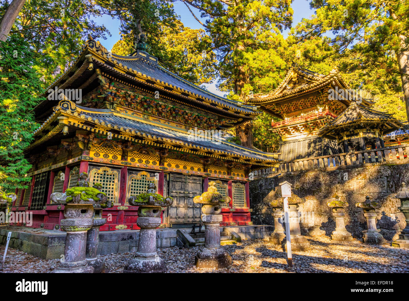 Toshogu au lever du soleil, Nikko, Japon. Banque D'Images