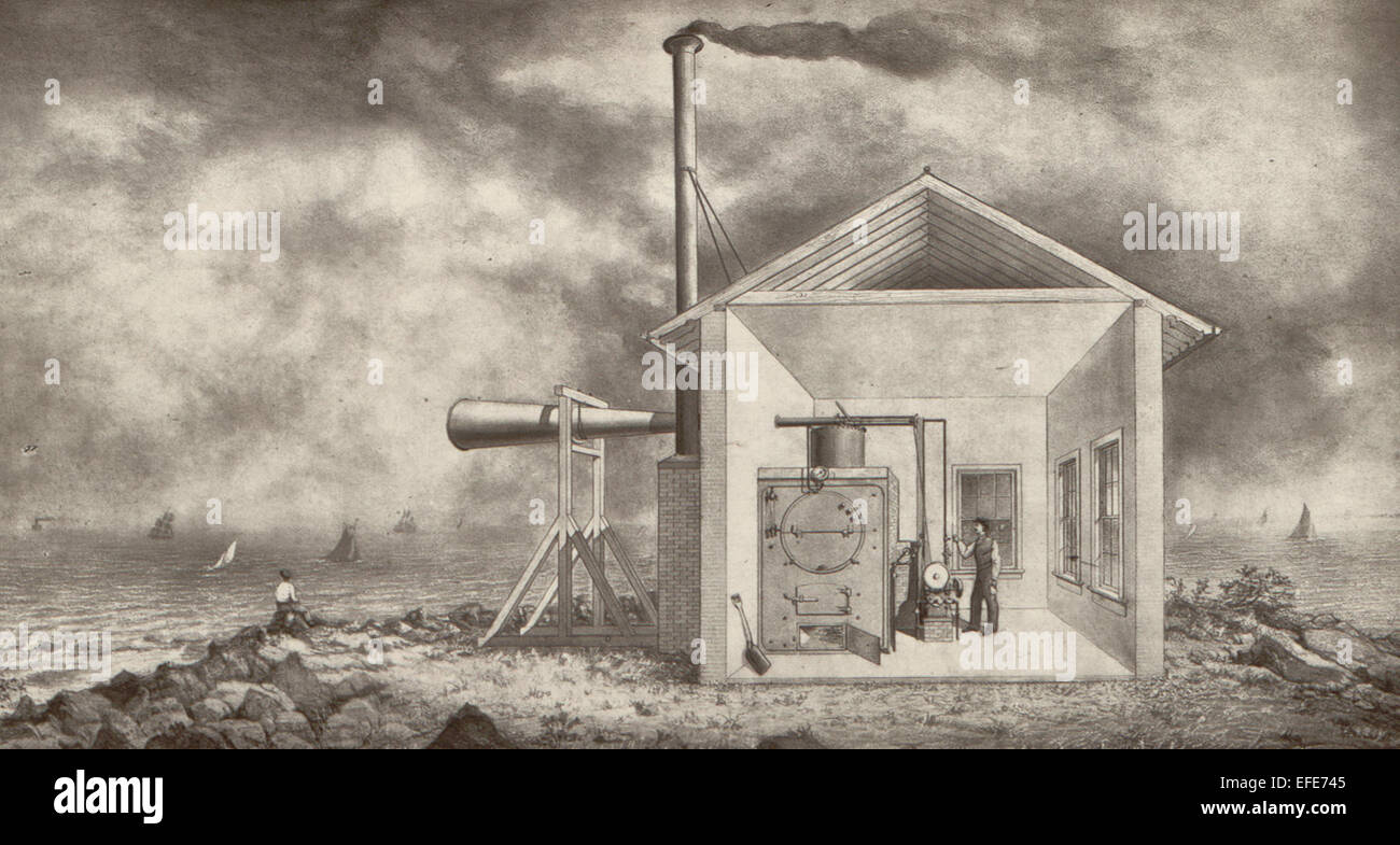 Signal de brume à vapeur - La Sirène 1873 Banque D'Images