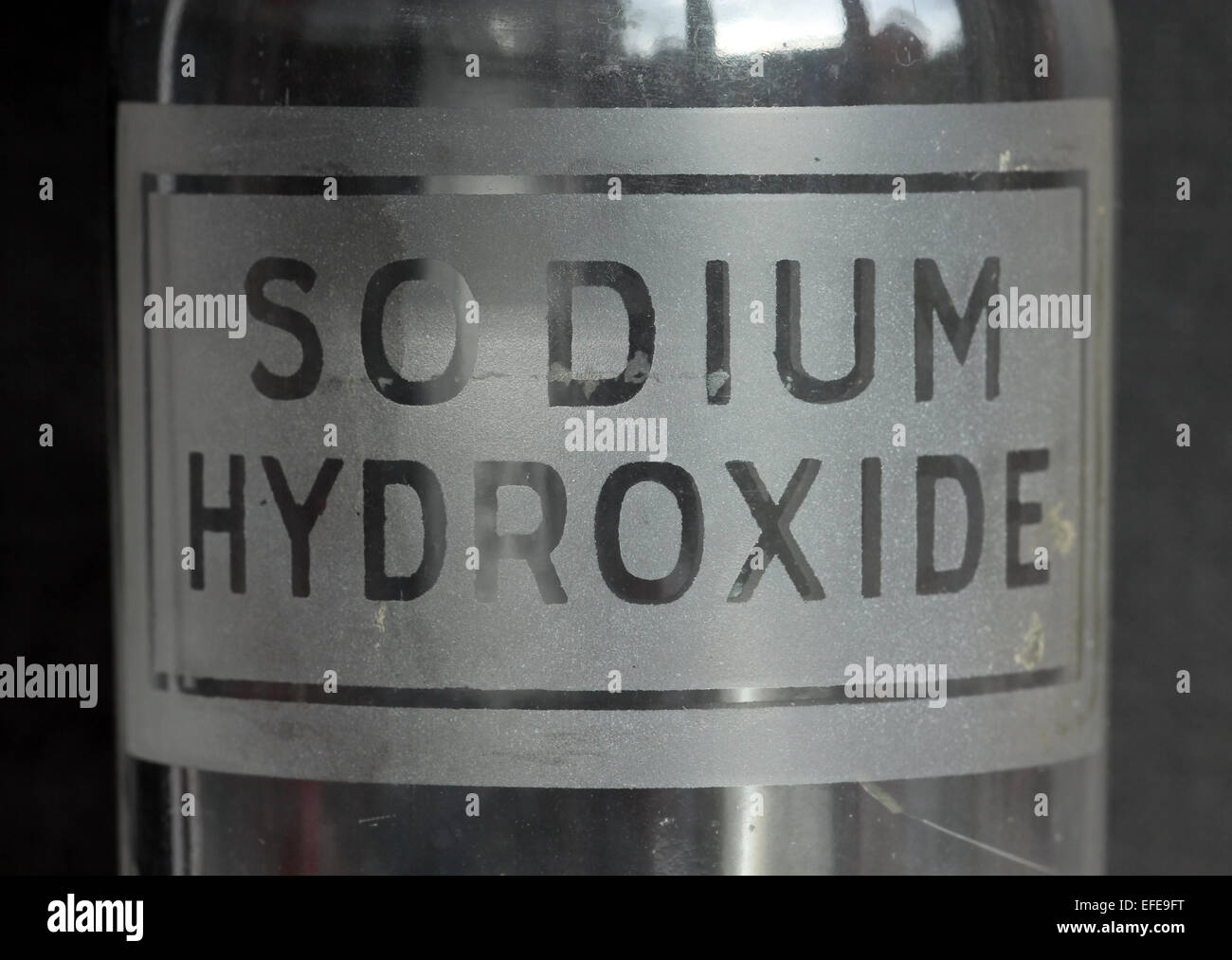 Verre Bouteille chimie hydroxyde de sodium Banque D'Images