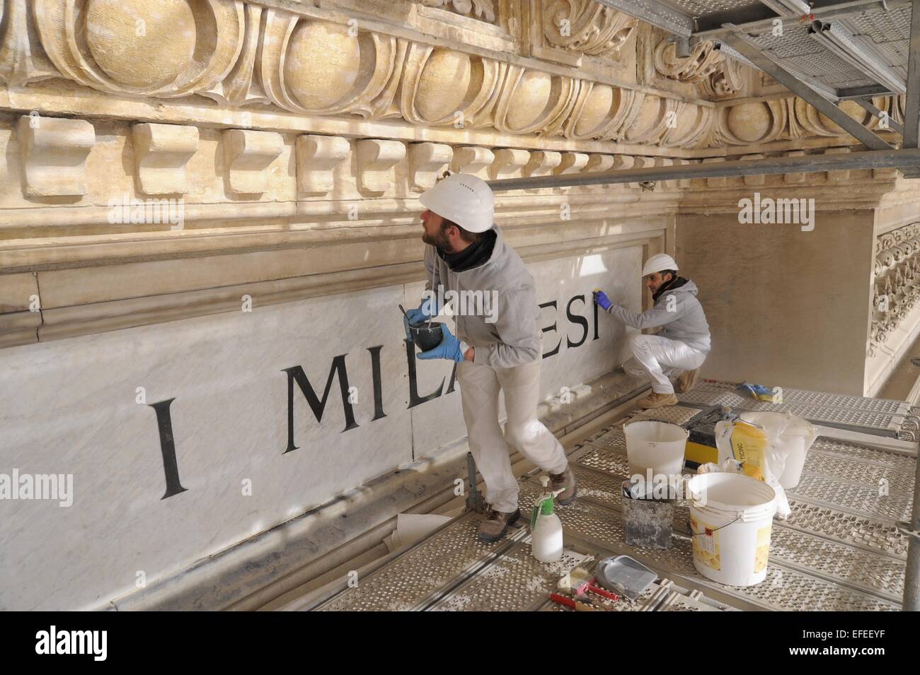 Milan (Italie) travaux de restauration de la galerie Vittorio Emanuele II Banque D'Images