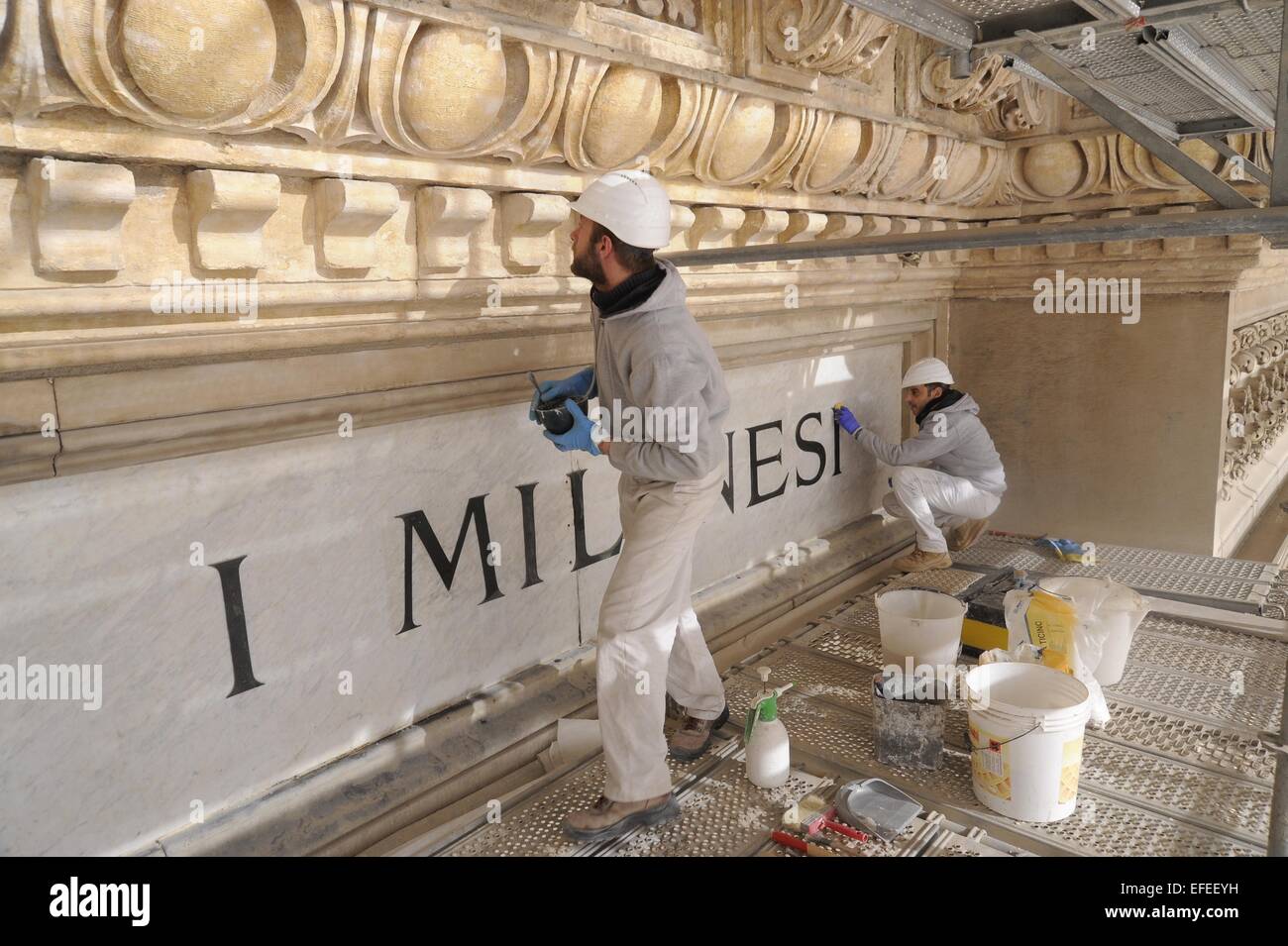 Milan (Italie) travaux de restauration de la galerie Vittorio Emanuele II Banque D'Images