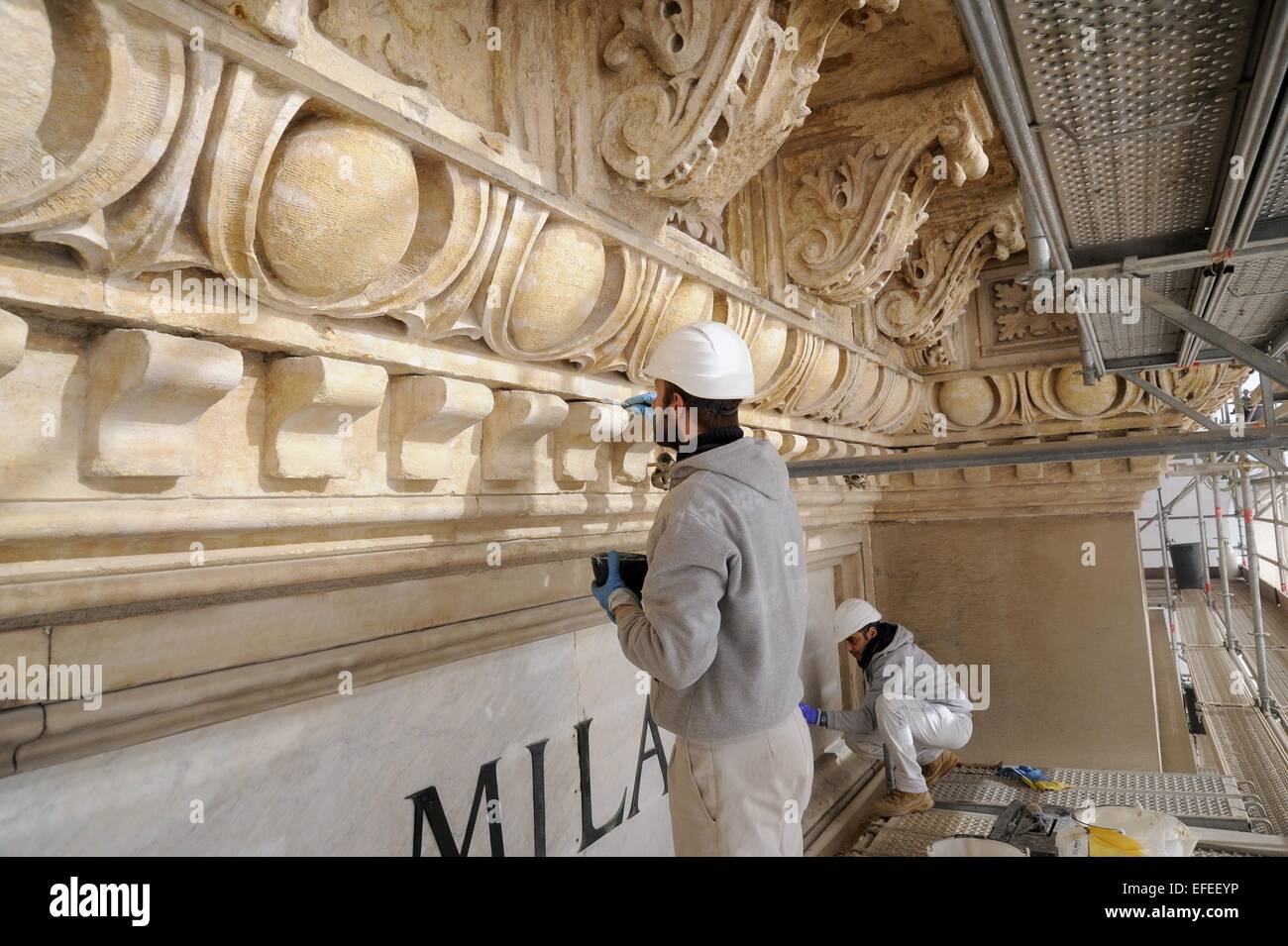 Milan (Italie) travaux de restauration de la galerie Vittorio Emanuele II Banque D'Images
