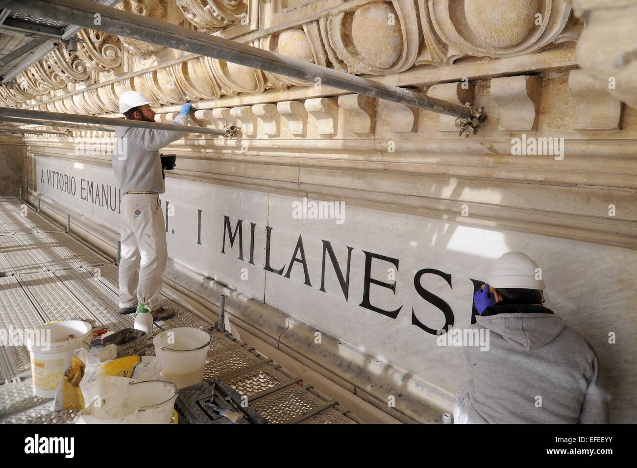 Milan (Italie) travaux de restauration de la galerie Vittorio Emanuele II Banque D'Images