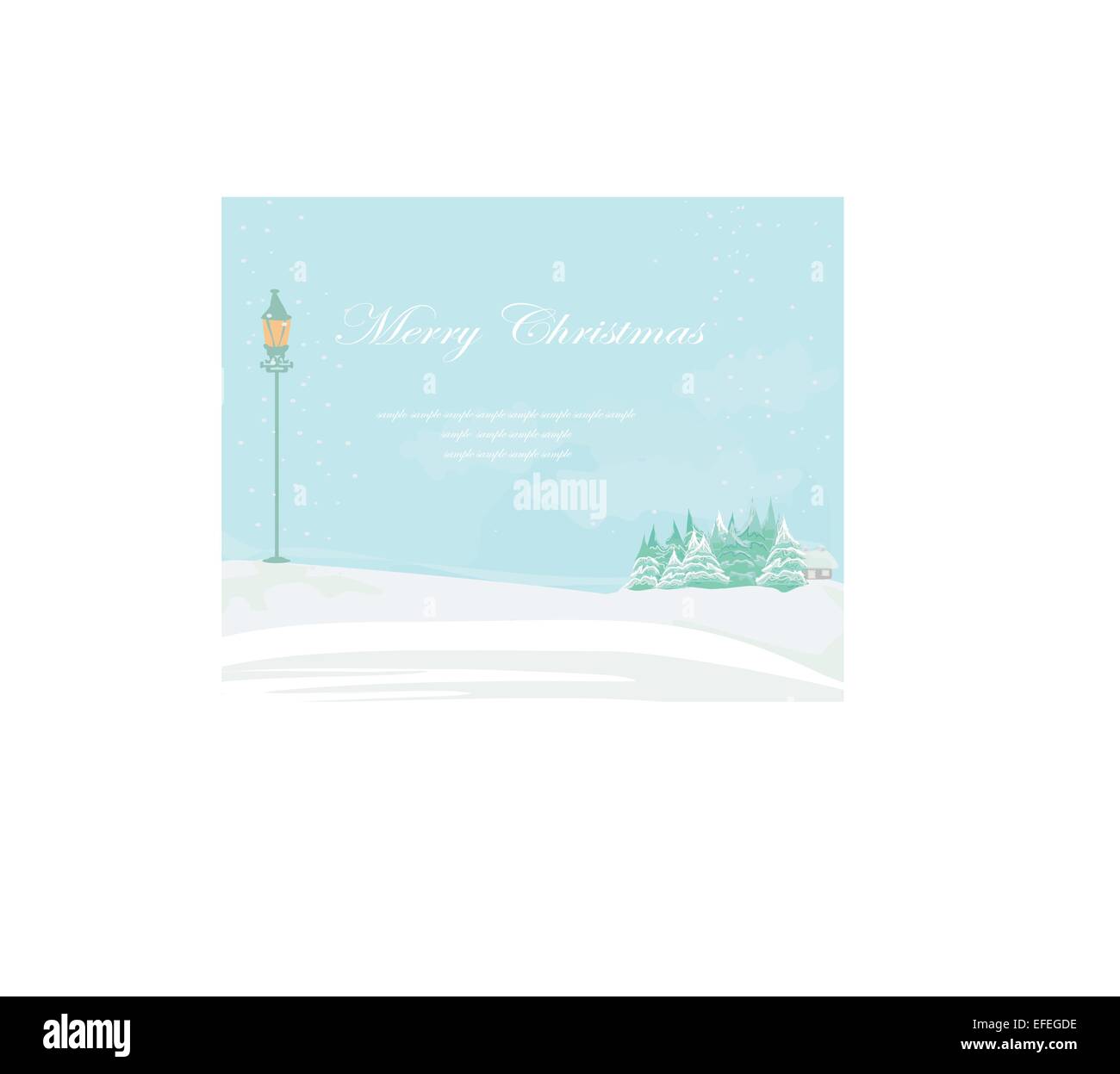 Maison de Noël et l'arbre dans la neige paysage de montagne-dérive Illustration de Vecteur