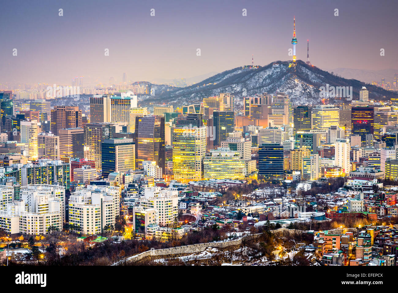 Séoul, Corée du Sud les toits de la ville. Banque D'Images