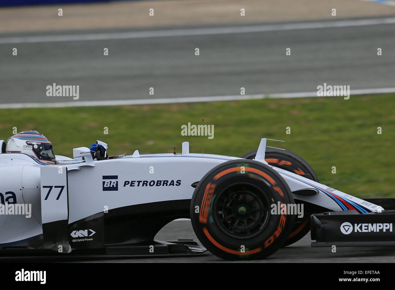 Jerez, Espagne. 09Th Feb 2015. Valtteri Bottas prend pour le circuit dans la Williams FW37 Martini Racing lors de la 2e journée de Jerez F1 test d'hiver : Action Crédit Plus Sport/Alamy Live News Banque D'Images