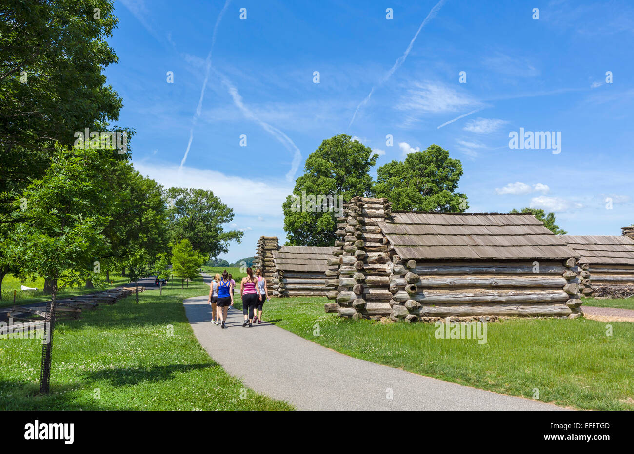 Huttes reconstruit sur le site de campement de la Brigade de Muhlenberg, Valley Forge National Historical Park, New Jersey, USA Banque D'Images