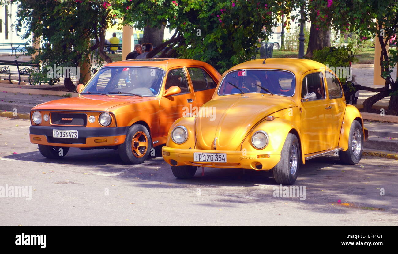 Des couleurs vives vieille voiture à Matanzas, Cuba Banque D'Images