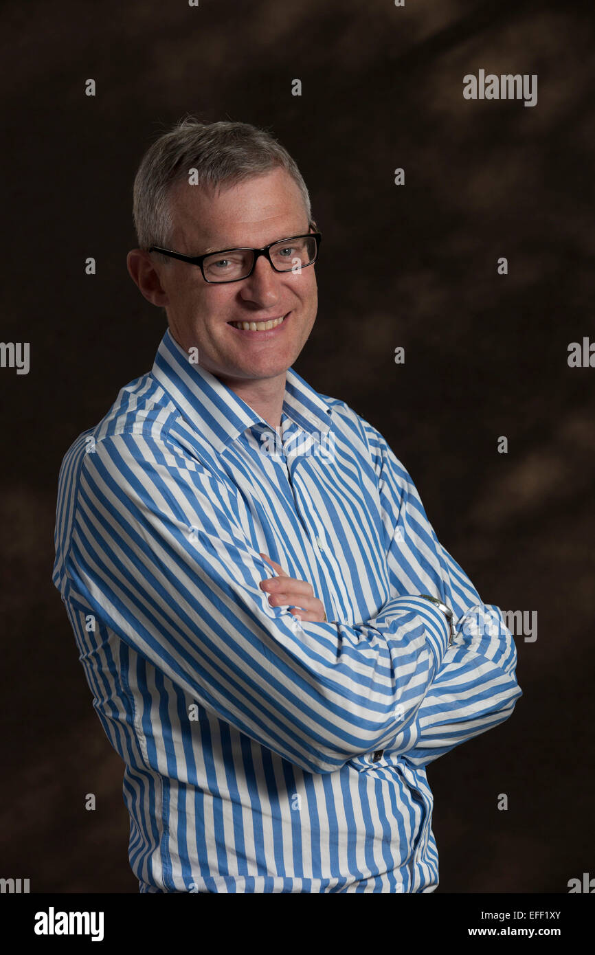 Un portrait de Jeremy Vine au Edinburgh International Book Festival 2012 à Charlotte Square Gardens par Pako Mera Pic Banque D'Images