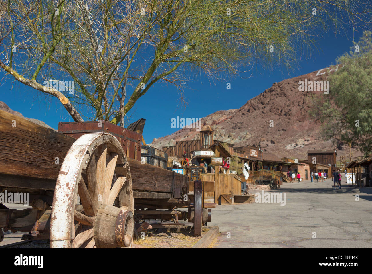 Rue principale de chariot RÉPLIQUE CALICO GHOST VILLE MINIÈRE YERMO SAN BERNARDINO COUNTY CALIFORNIA USA Banque D'Images