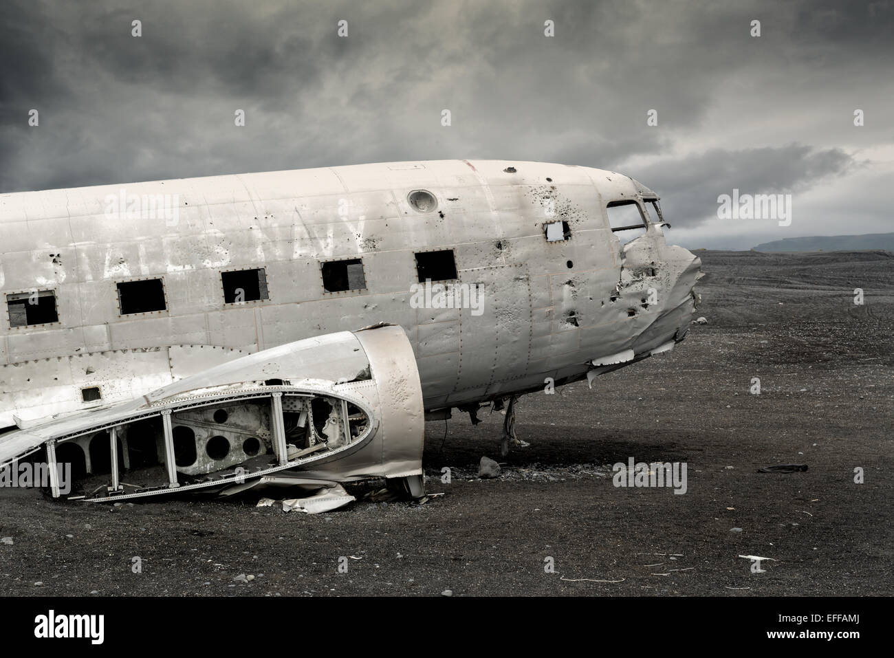 Dakota Vintage plane wreck dans Solheimasandur, Islande Banque D'Images