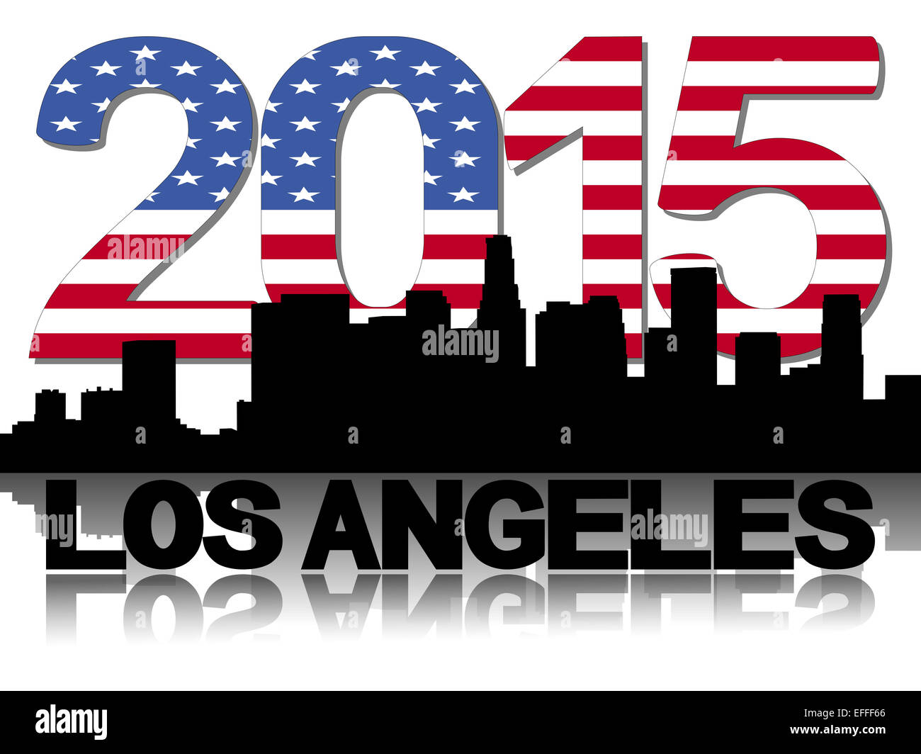 Los Angeles Skyline 2015 flag illustration texte Banque D'Images