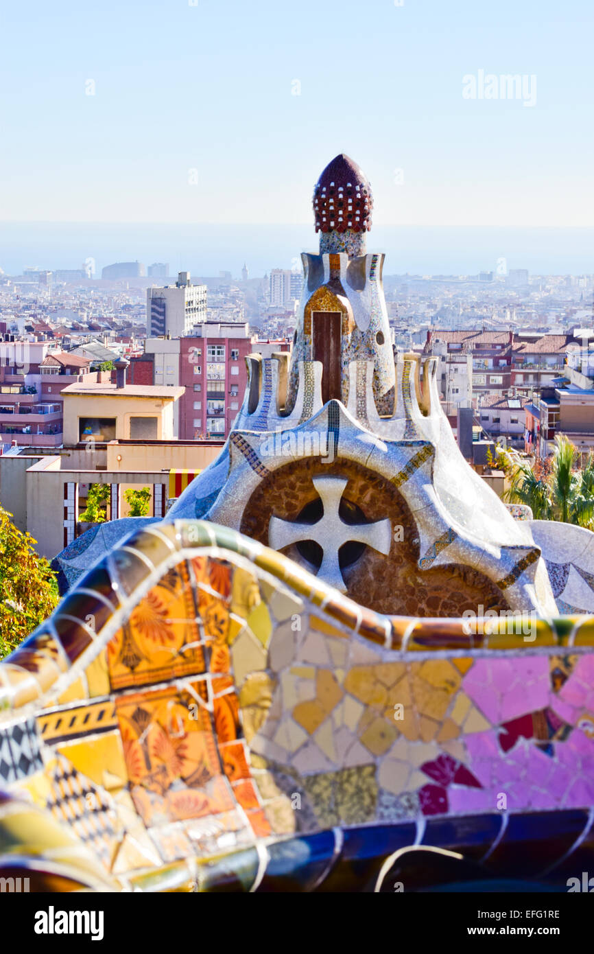 Parc Guell. Barcelone, Catalogne, Espagne. Banque D'Images