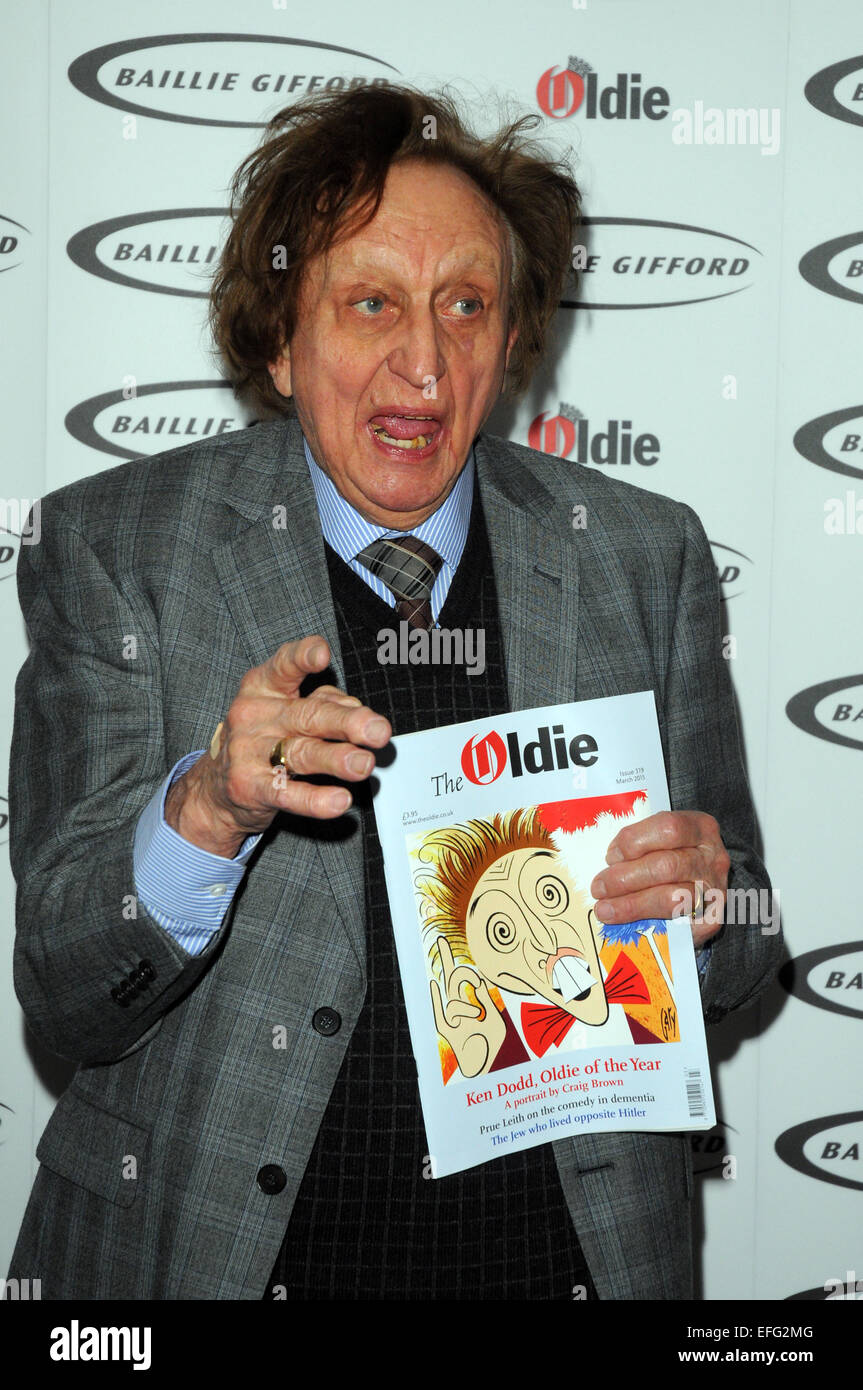 Londres, Royaume-Uni, 03 février 2015 Ken Dodd gagne (Tattifilarious) Ancien de l'année le déjeuner tenu à Simpson's-dans-le-Volet Crédit : JOHNNY ARMSTEAD/Alamy Live News Banque D'Images