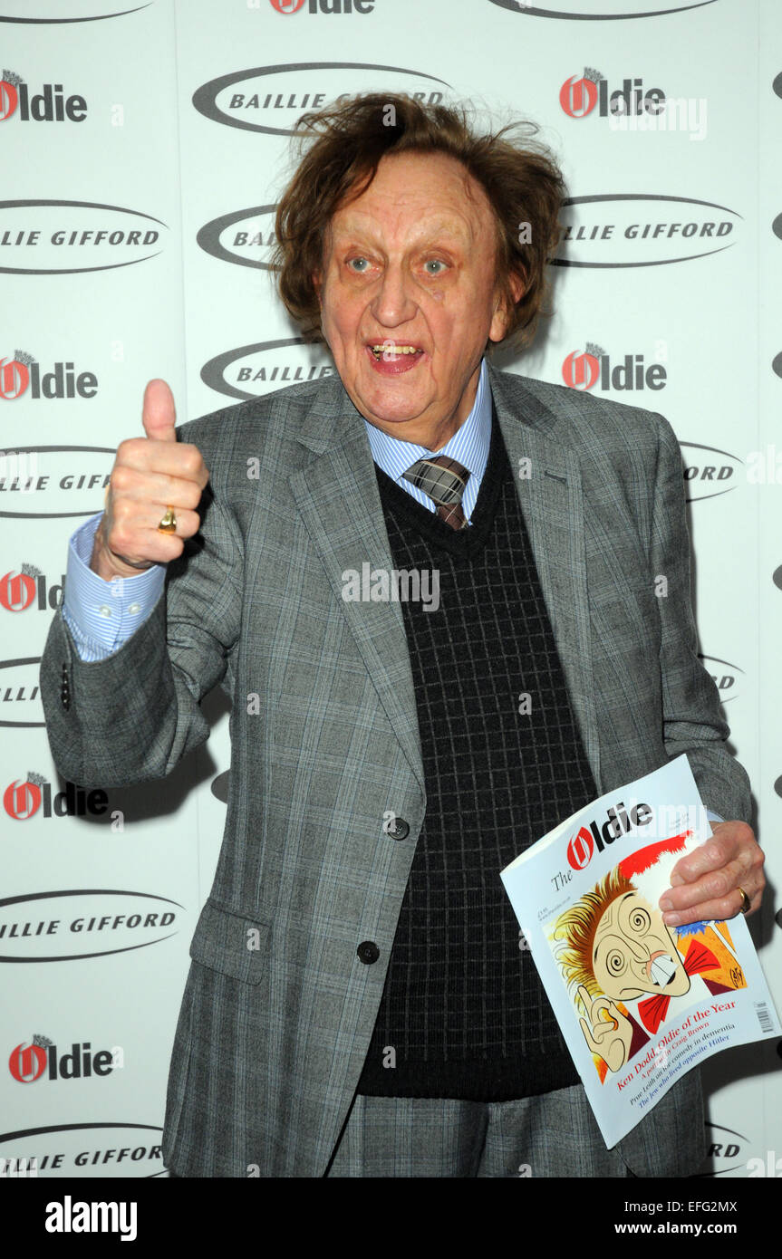 Londres, Royaume-Uni, 03 février 2015 Ken Dodd gagne (Tattifilarious) Ancien de l'année le déjeuner tenu à Simpson's-dans-le-Volet Crédit : JOHNNY ARMSTEAD/Alamy Live News Banque D'Images