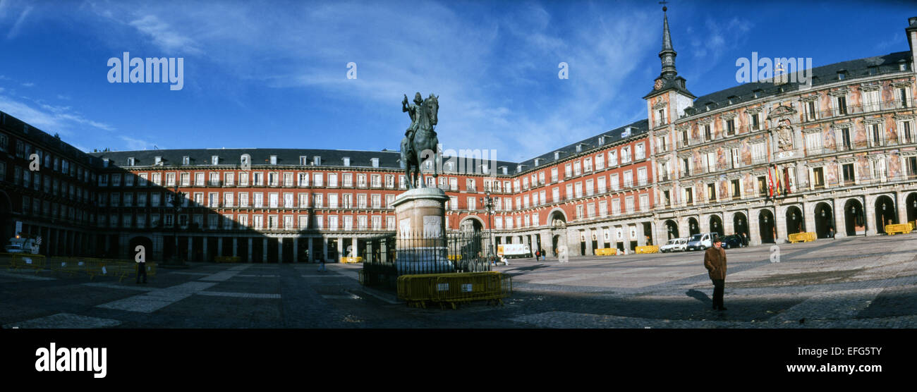Philippe III (1617-1619) statue équestre à Main Square, Madrid. L'Espagne. Banque D'Images