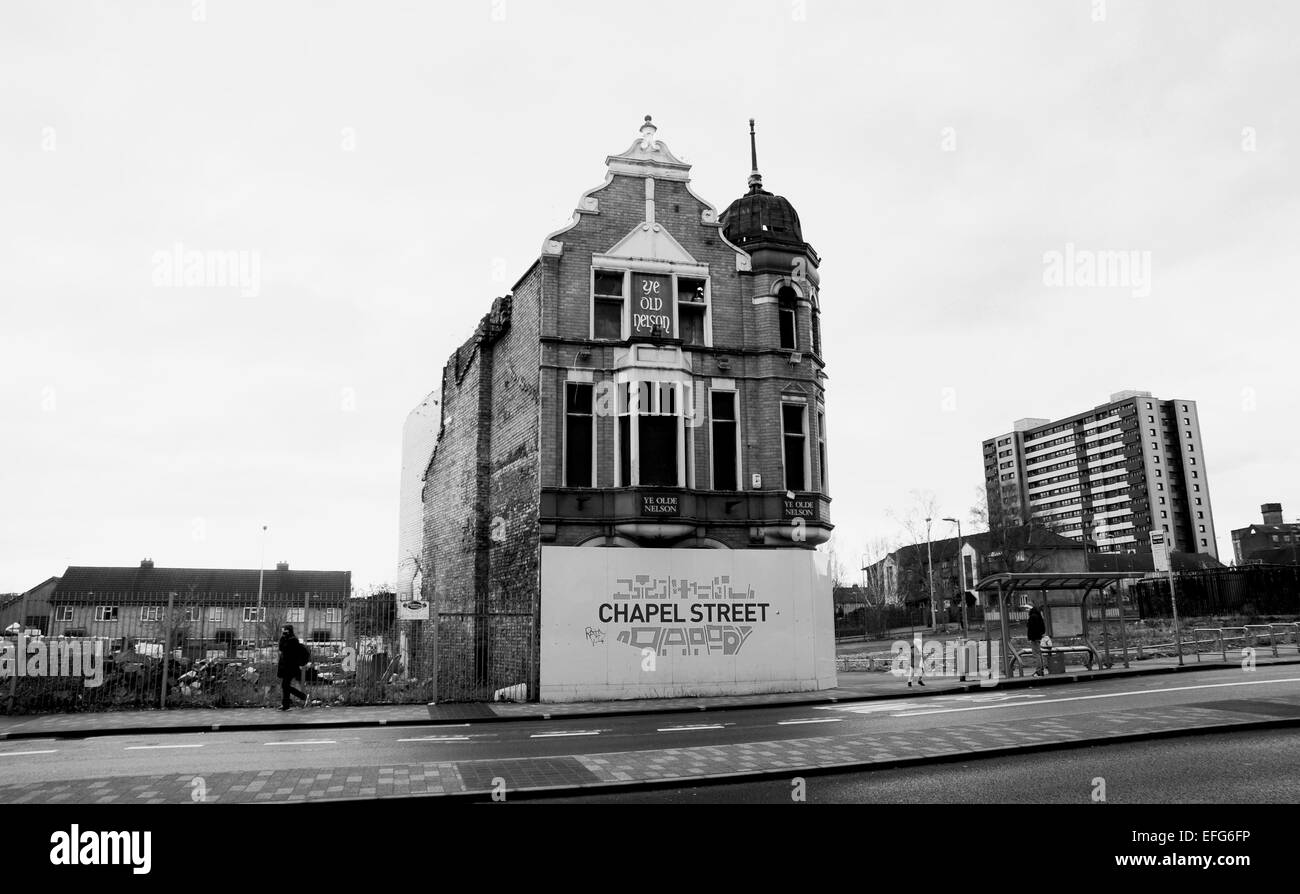 Manchester Salford Lancashire UK - Ye Old nelson pub dans la rue Chapel, domaine qui est acheté pour le réaménagement 2015 Banque D'Images