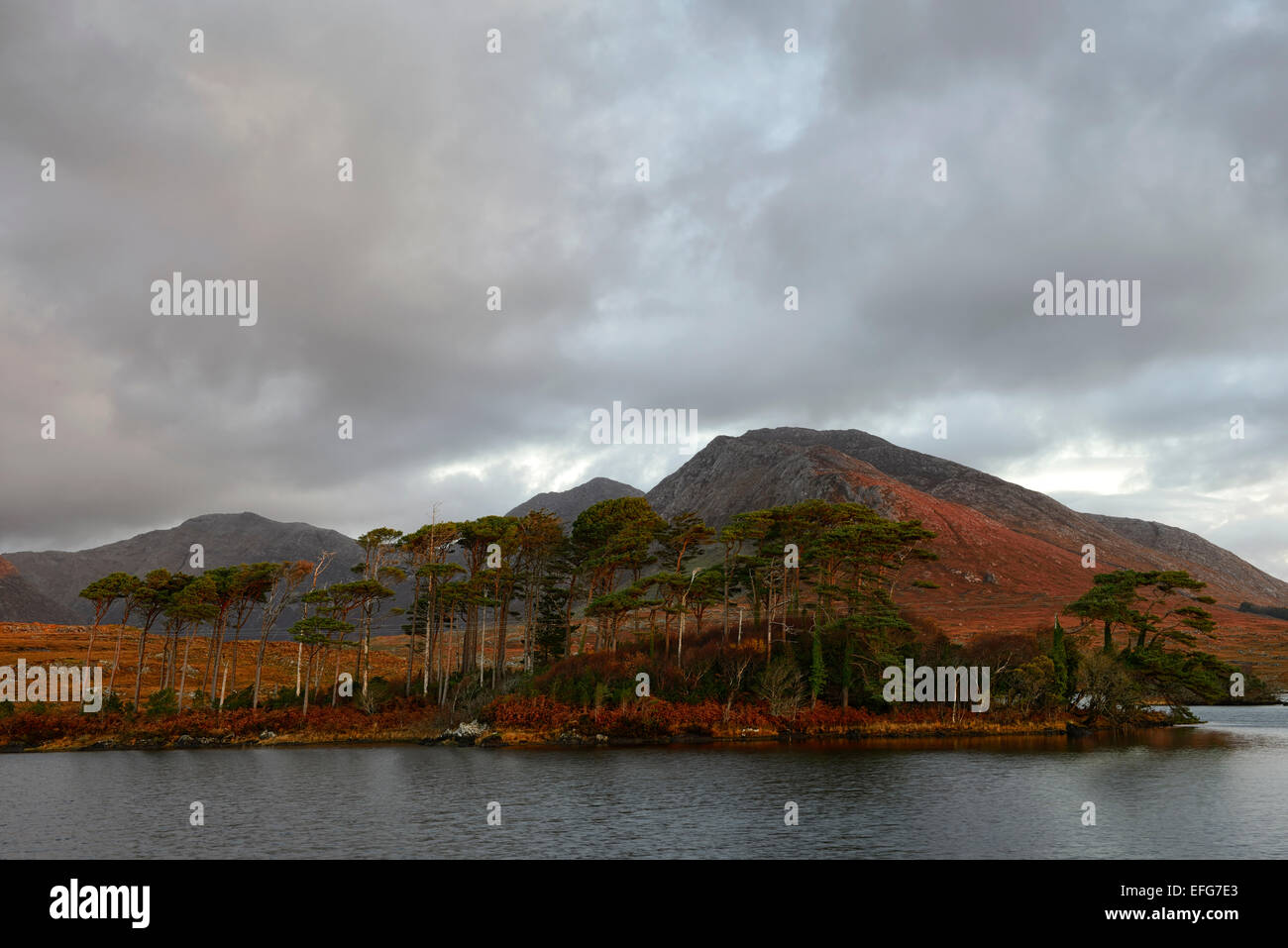 Derryclare Lough Sunrise orageux le lac du Connemara 12 pins bens bianzè beola montagnes à l'ouest de l'Irlande Irlande RM montagnes Banque D'Images