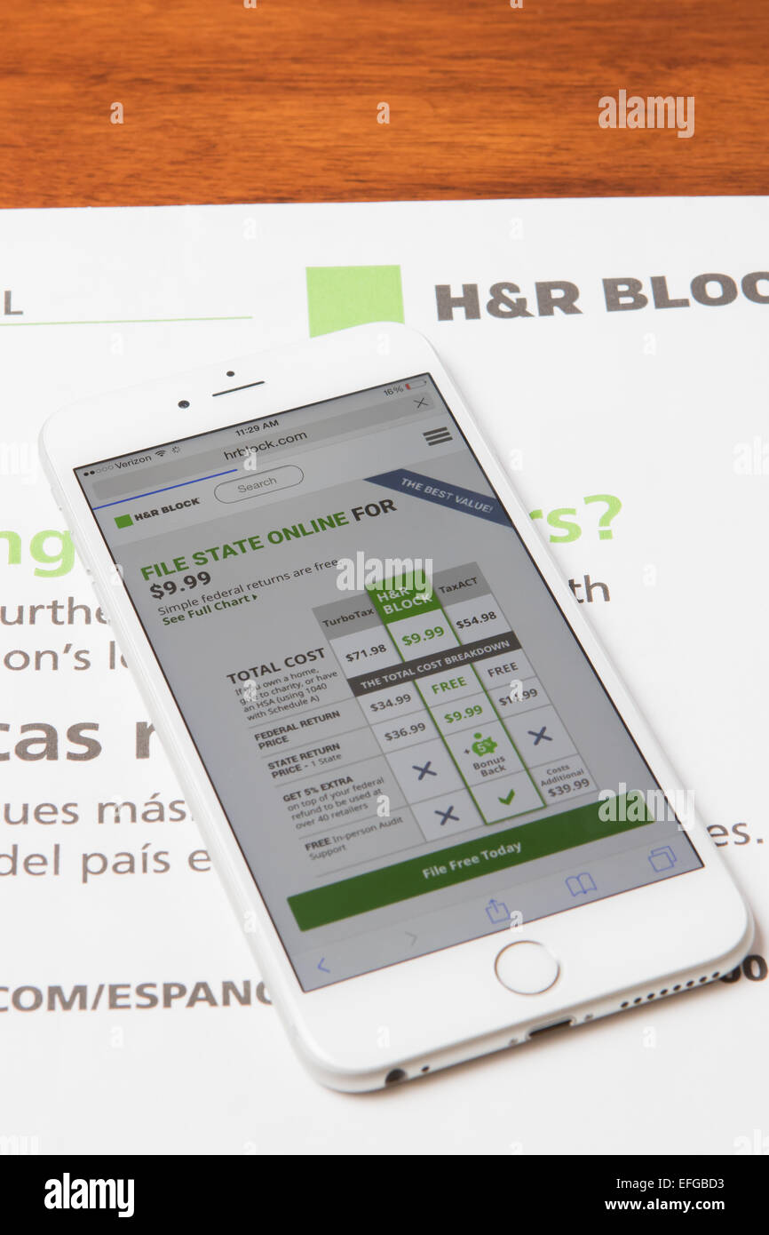 H & R Block est une entreprise de préparation de déclarations de revenus aux États-Unis Banque D'Images