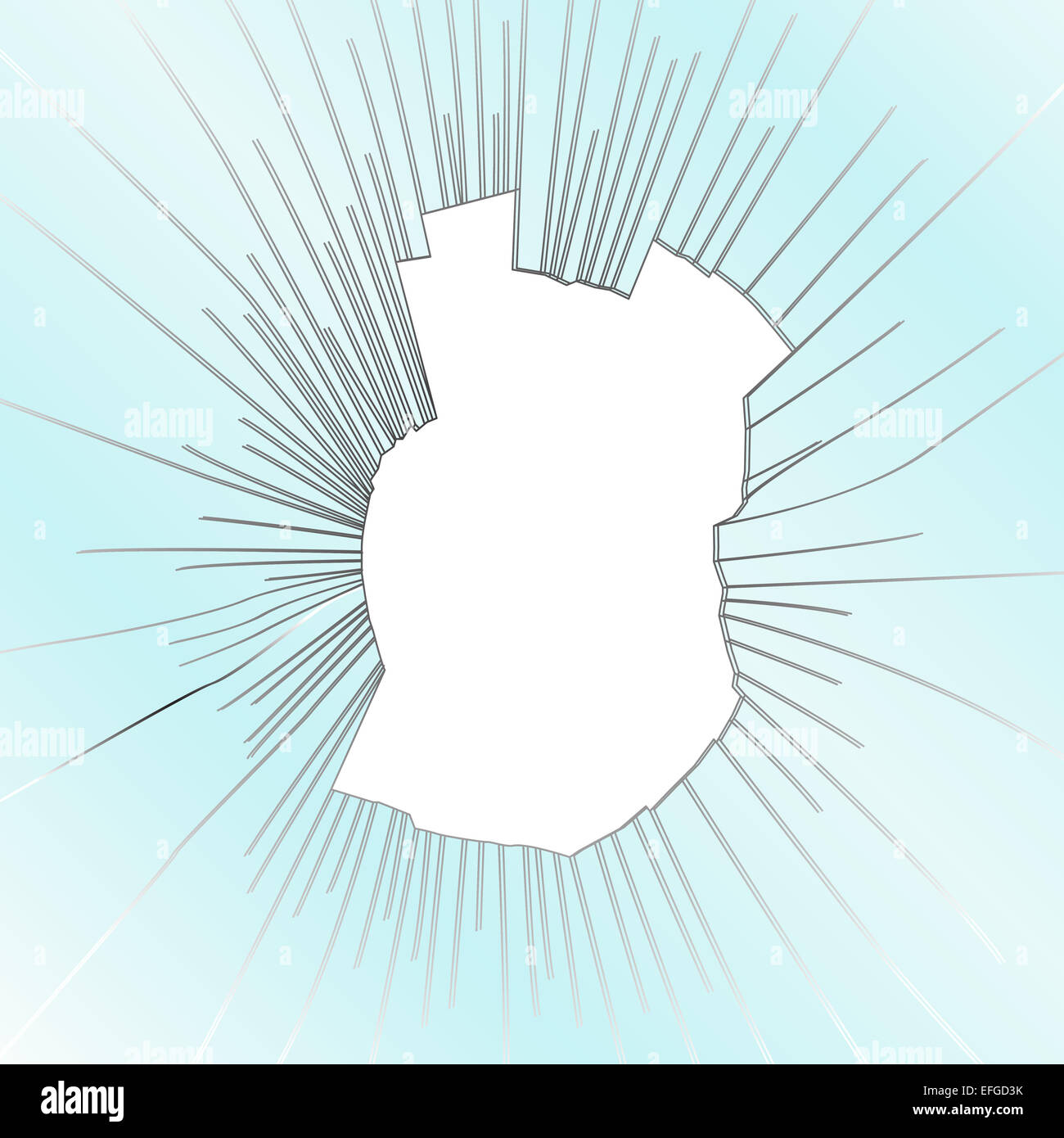 Fissures radiales sur les brisures de verre blindé. Banque D'Images